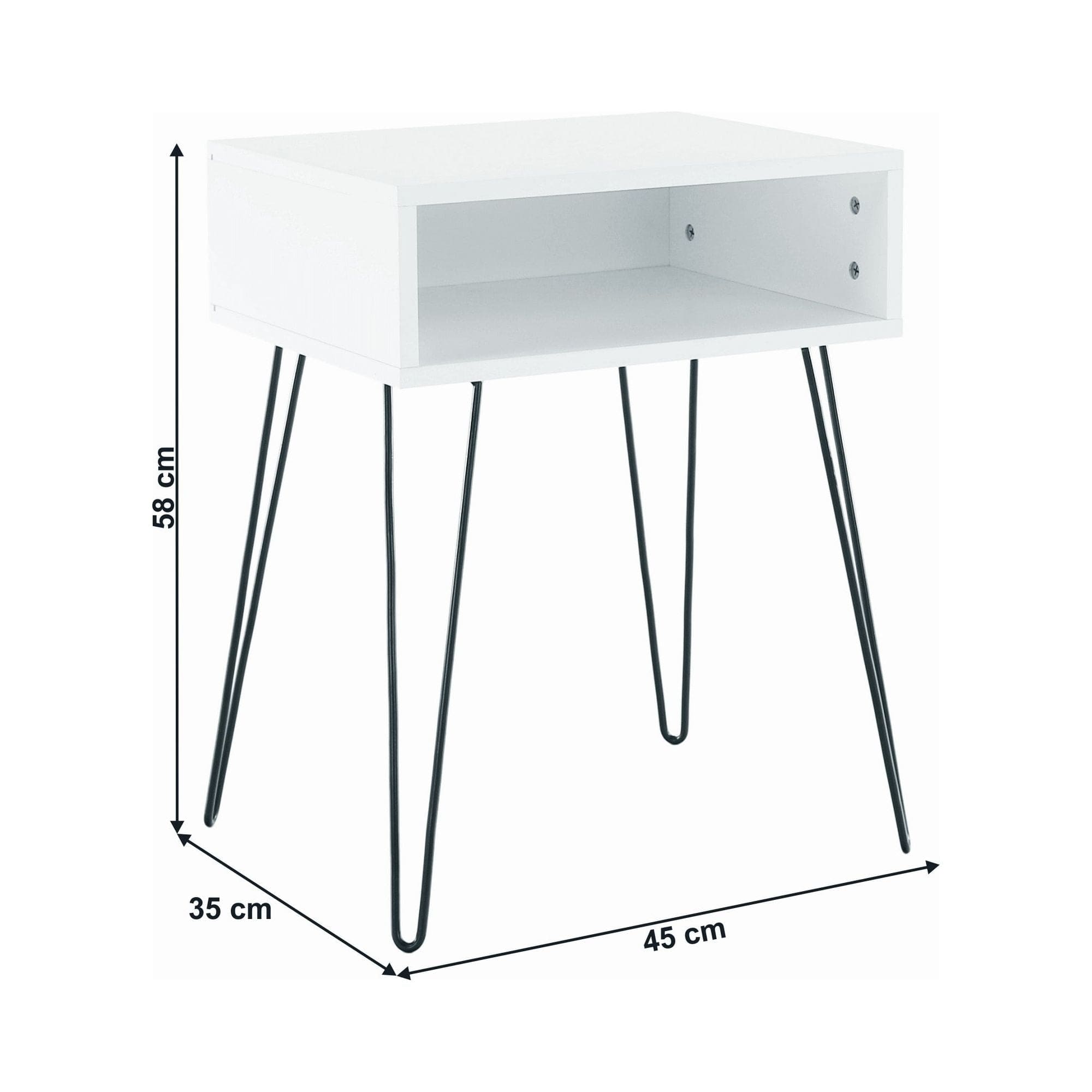 Noptiera HONEJ, alb/negru, 45x35x58 cm