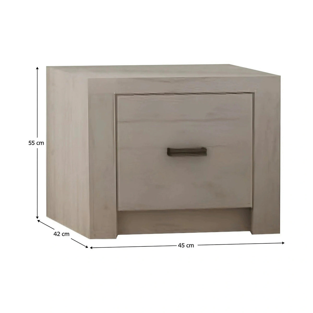 Noptiera INFINITY I-24, frasin alb, PAL melaminat, 45x42x55 cm