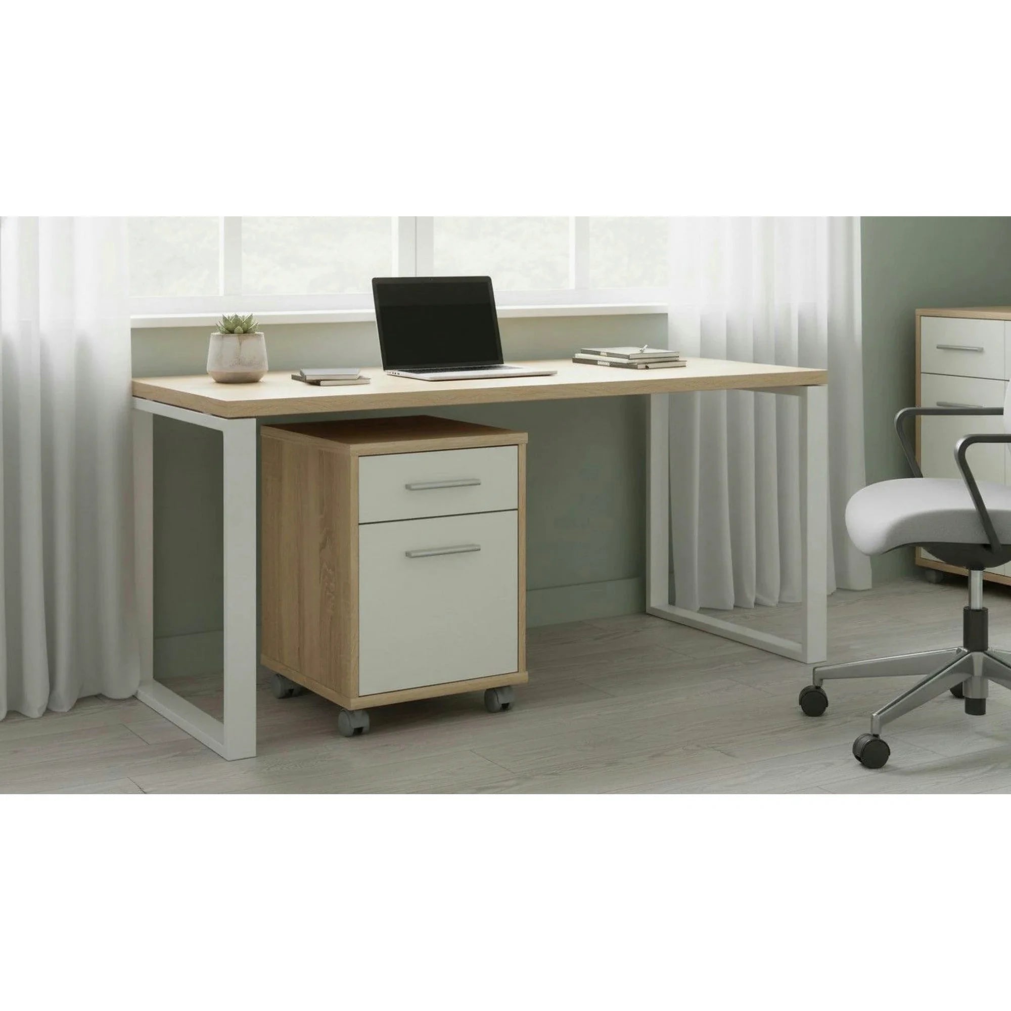 Noptiera JOHAN 2 NEW 07, stejar sonoma/alb, DTD laminat, 39x41x55 cm