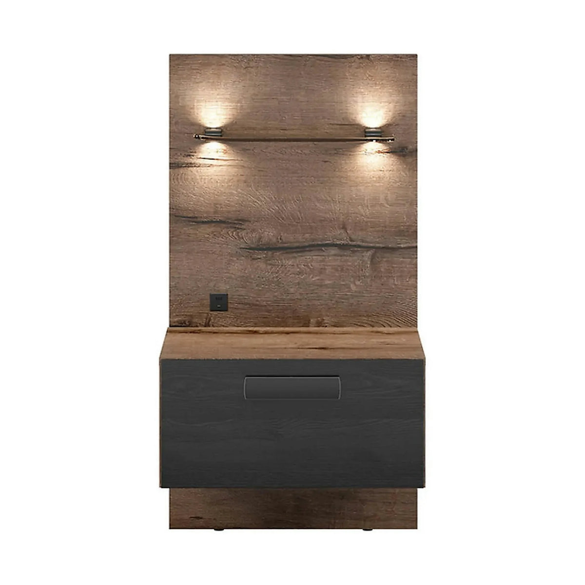 Noptiera KASSEL, nuc/negru, PAL, pe partea dreapta, 51x46x96 cm