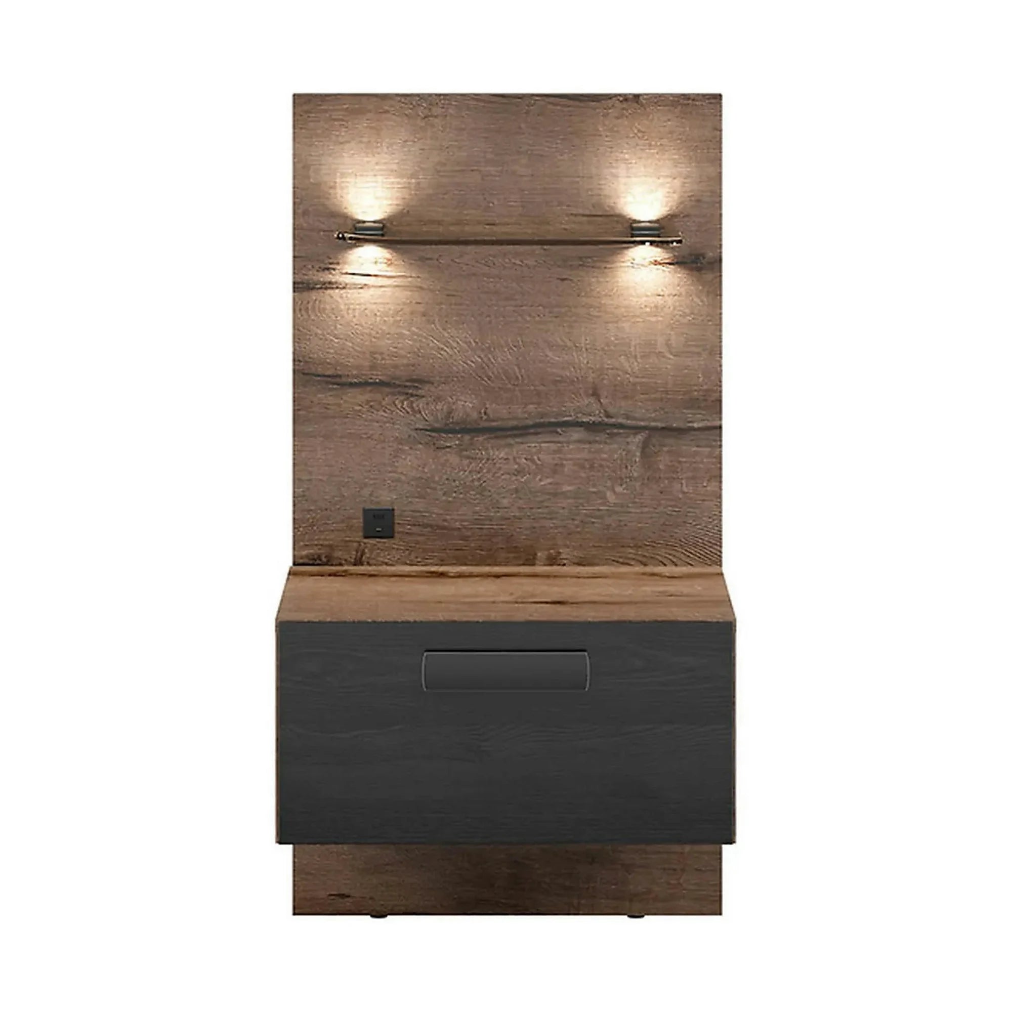 Noptiera KASSEL, nuc/negru, PAL, pe partea dreapta, 51x46x96 cm