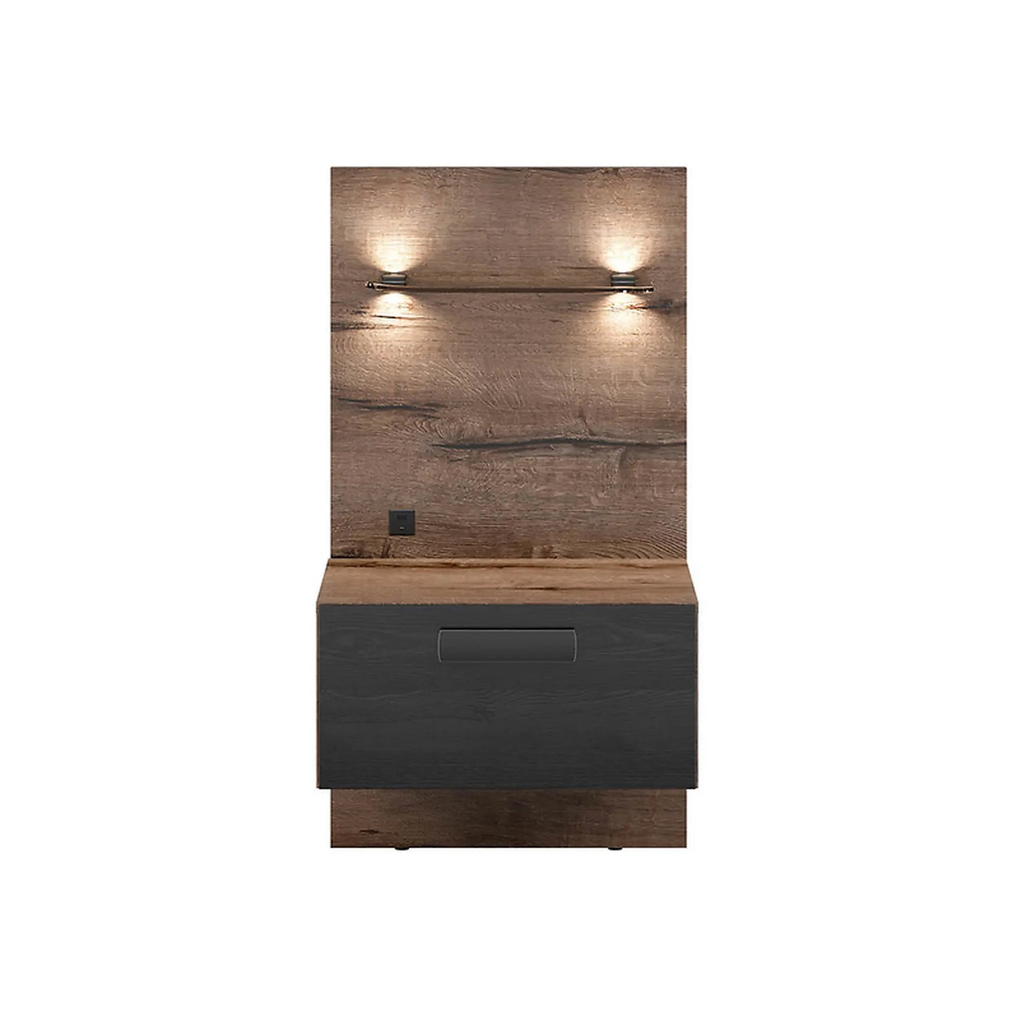 Noptiera KASSEL, nuc/negru, PAL, pe partea dreapta, 51x46x96 cm