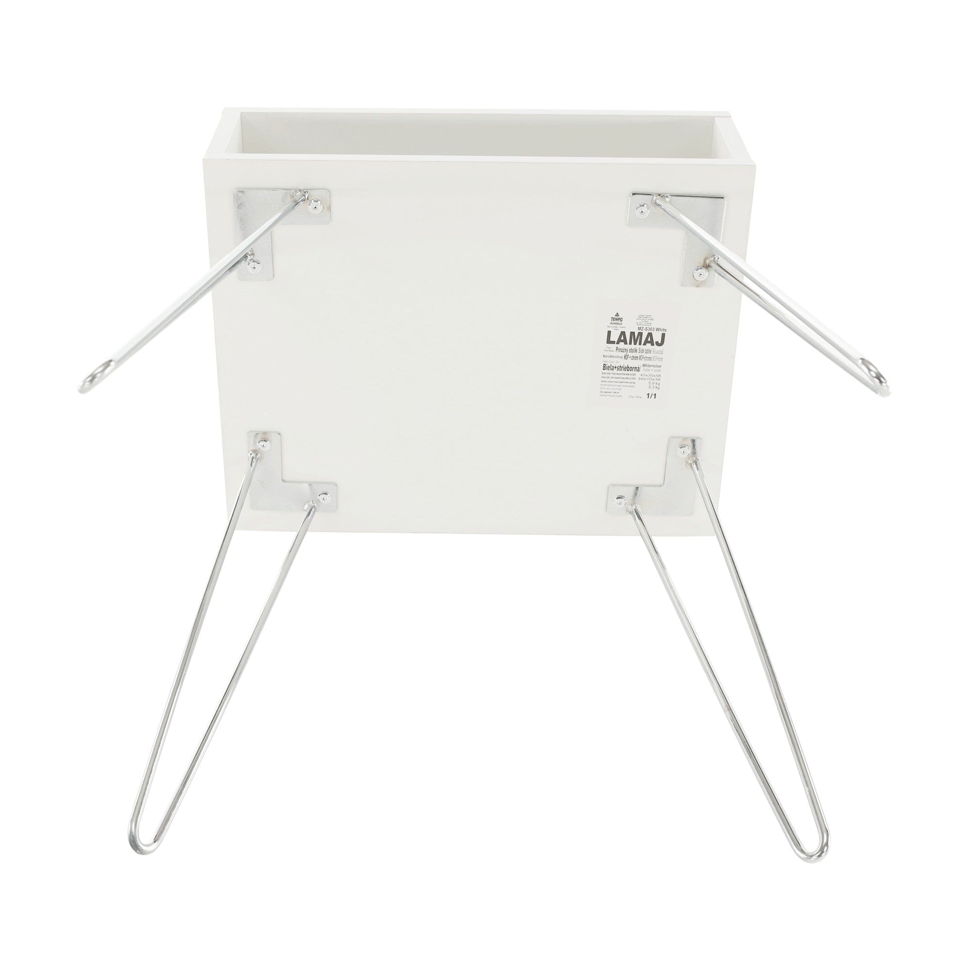 Noptiera LAMEJ, alb, metal, 45x34x58 cm
