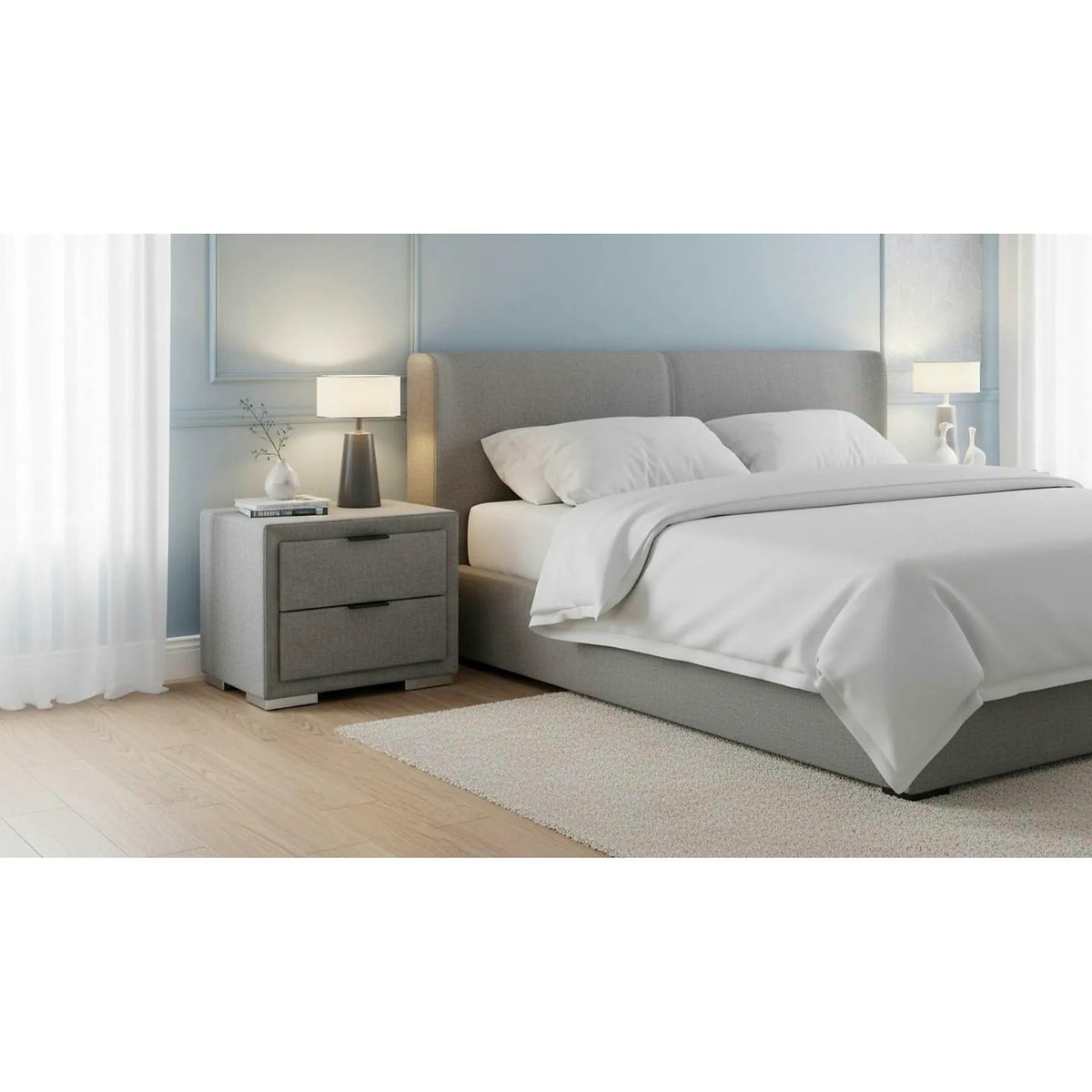 Noptiera LEVANTER, gri, stofa, 40x50x42 cm