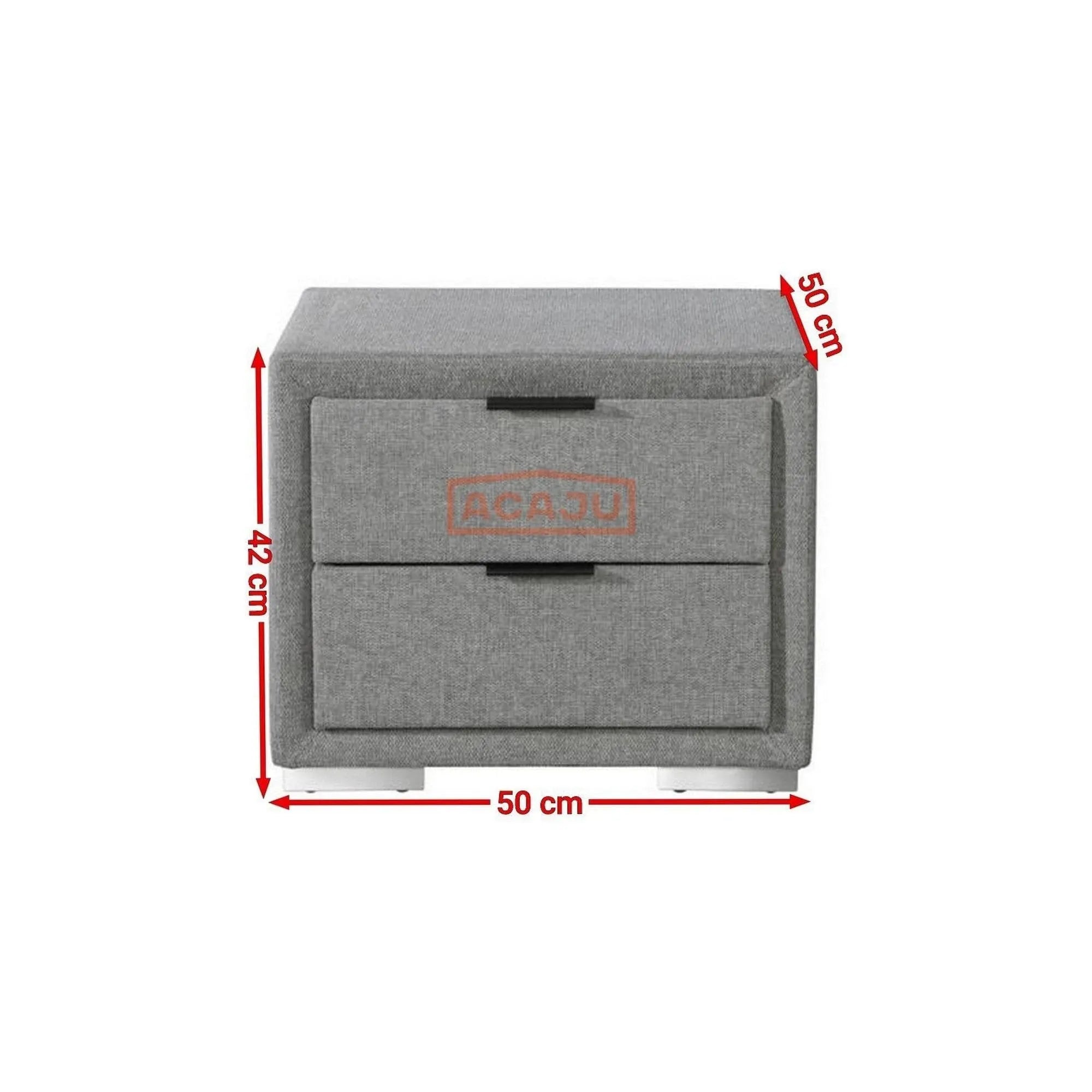 Noptiera LEVANTER, gri, stofa, 40x50x42 cm