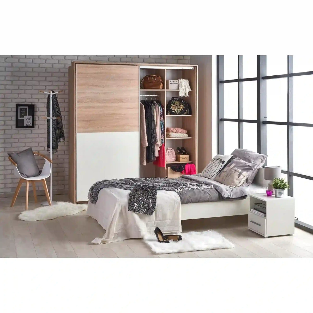 Noptiera LIMA SN1, alb, PAL laminat, 39x40x44 cm