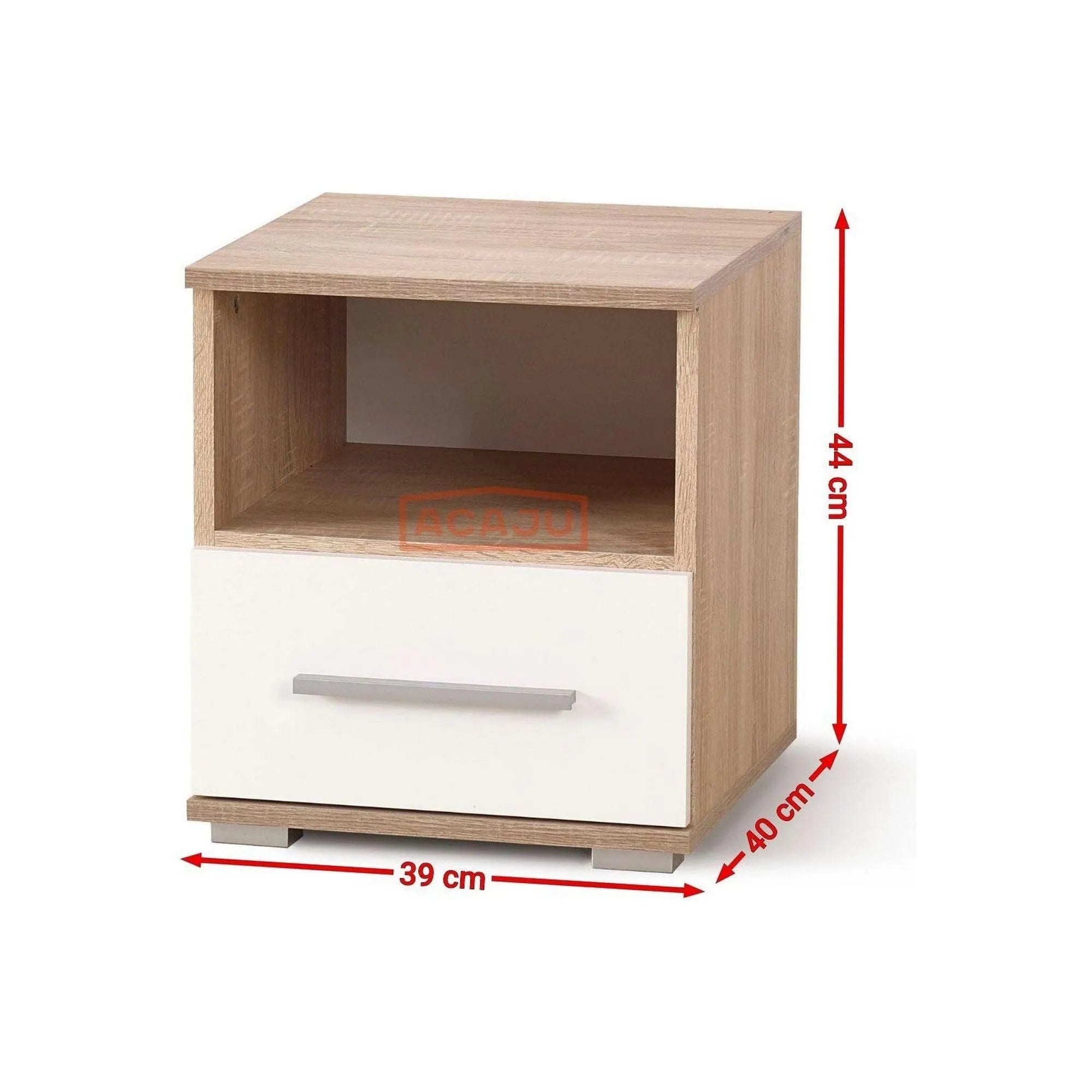 Noptiera LIMA SN1, alb, PAL laminat, 39x40x44 cm