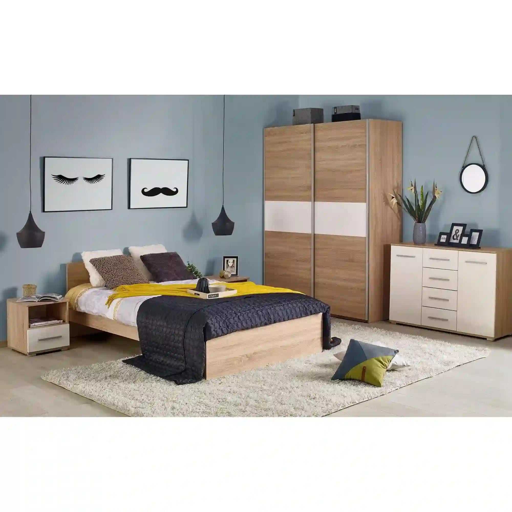 Noptiera LIMA SN1, stejar sonoma/alb, PAL, 39x40x44 cm