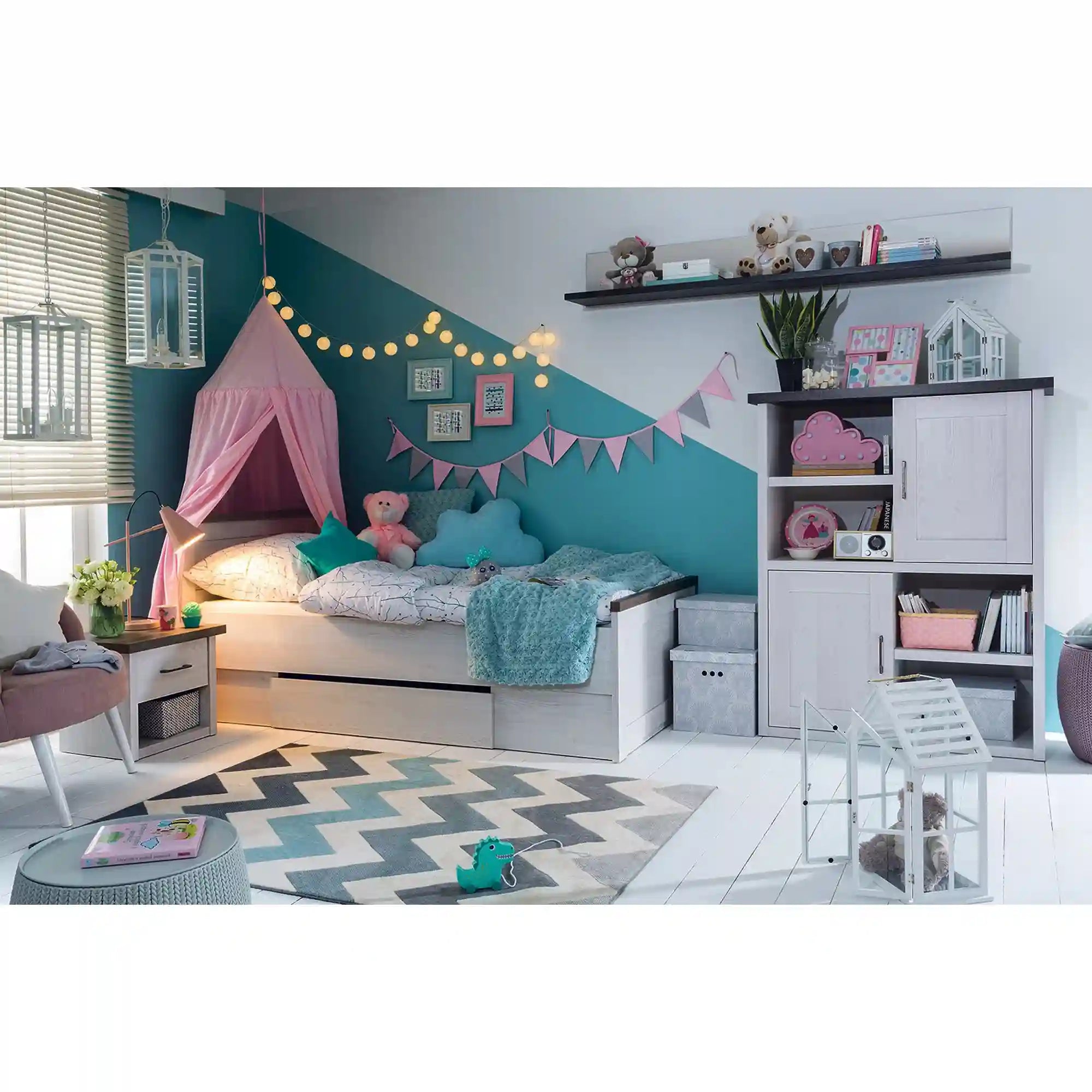 Noptiera LUCA JUZI, zada sibiu deschis/stejar sonoma, PAL laminat, 51x43x46 cm