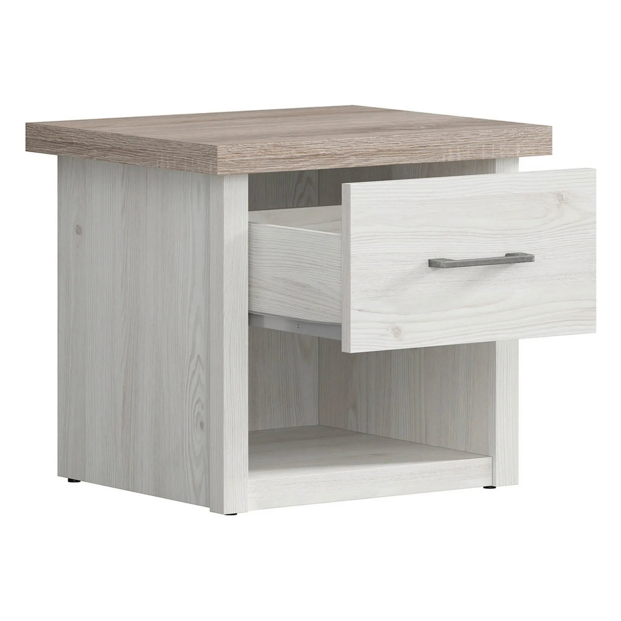 Noptiera LUCA JUZI, zada sibiu deschis/stejar sonoma, PAL laminat, 51x43x46 cm