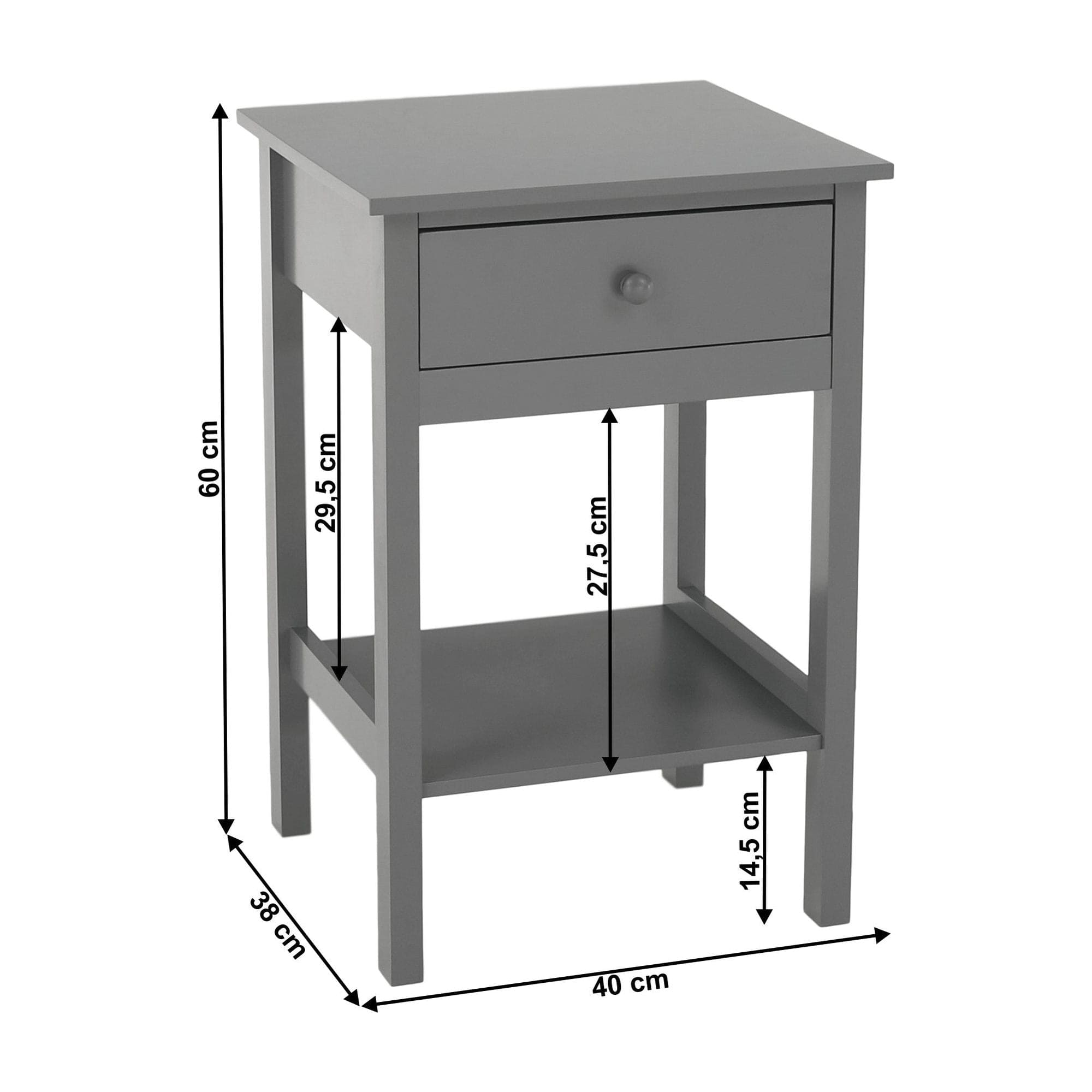 Noptiera MAILSE, gri, 40x38x60 cm