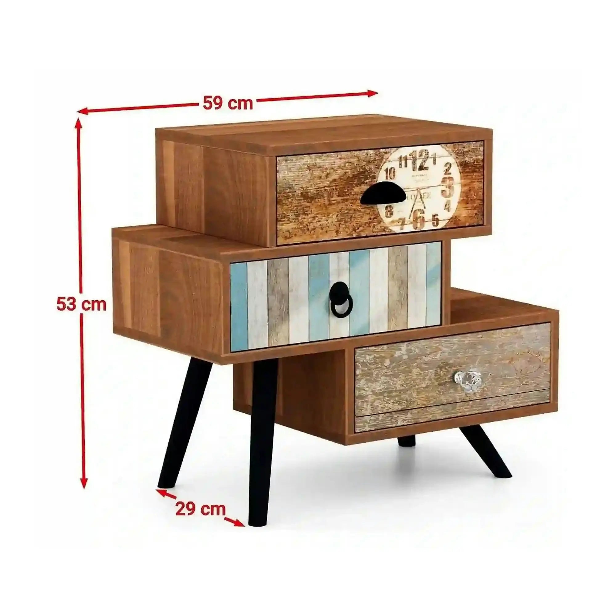 Noptiera MEZO KM1, nuc/negru, PAL laminat/metal, 59x29x53 cm