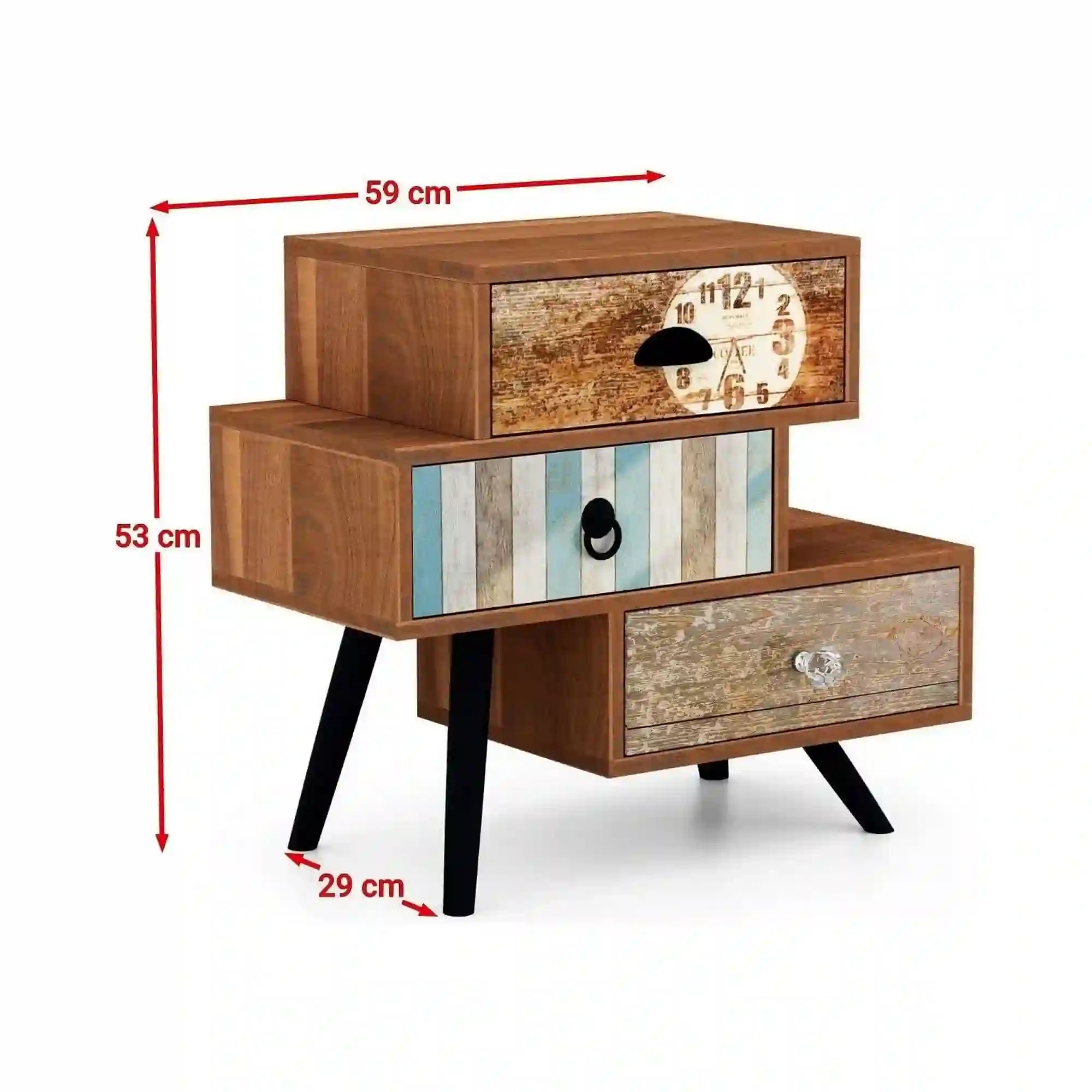 Noptiera MEZO KM1, nuc/negru, PAL laminat/metal, 59x29x53 cm