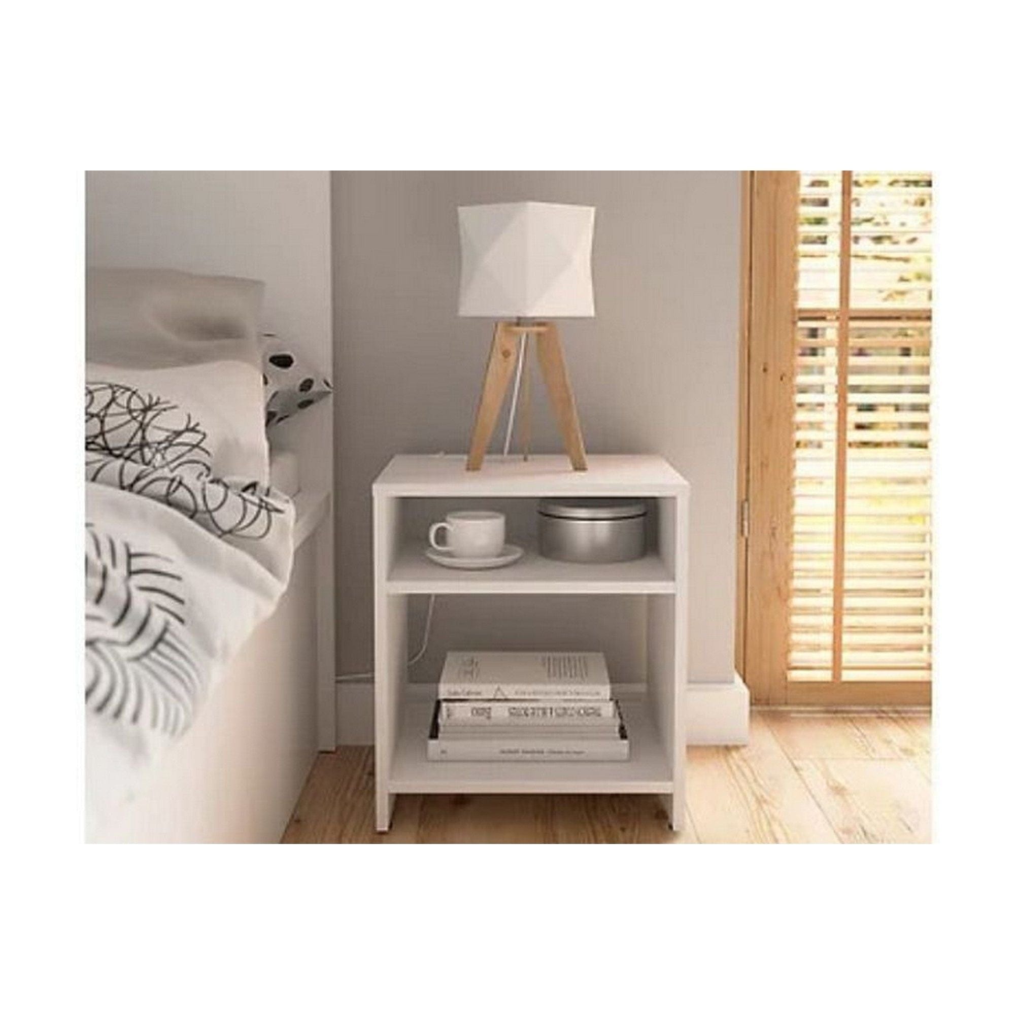 Noptiera Neno, alb, PAL, 40x36x46 cm