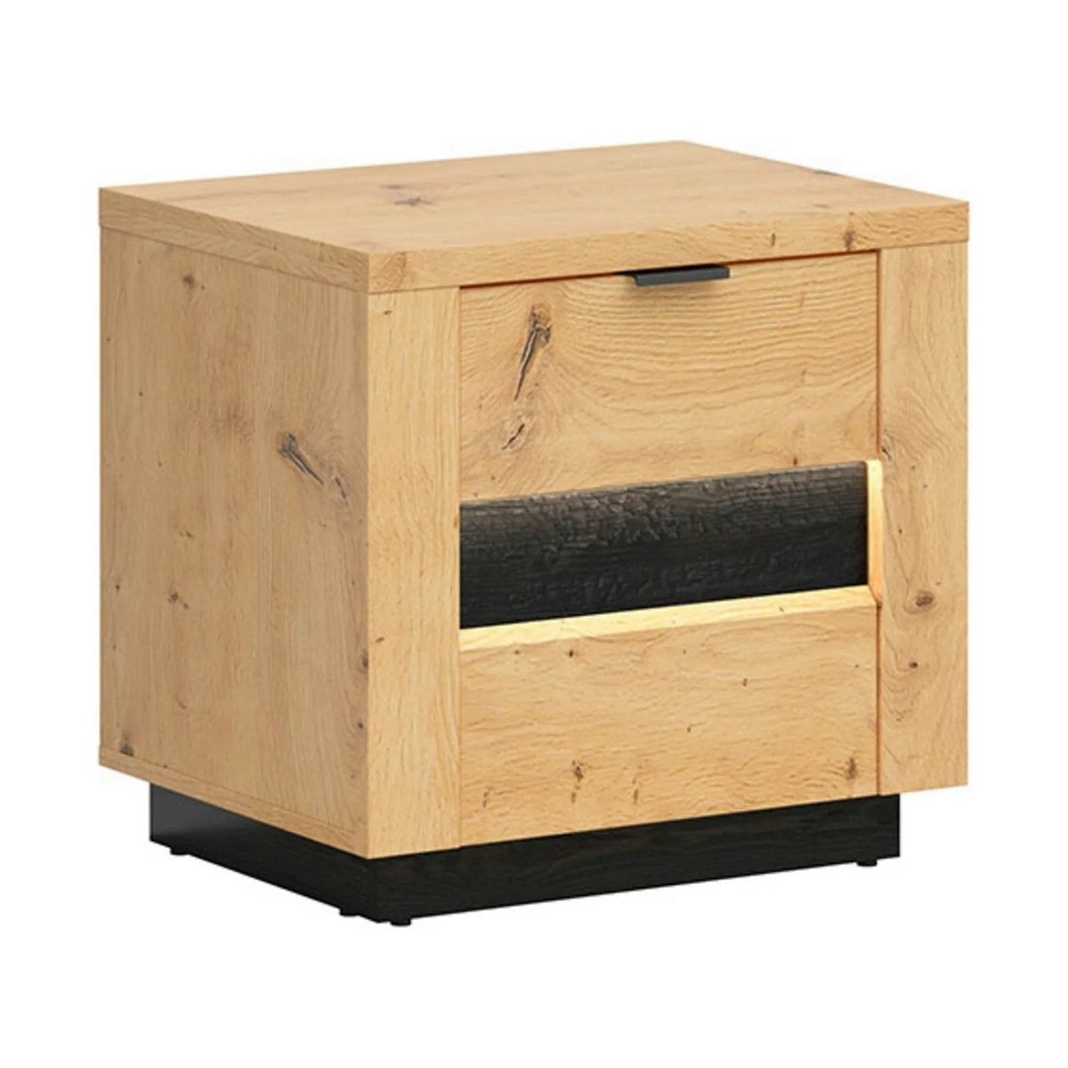 Noptiera OSTIA, stejar artisan/negru, PAL, 54x42x52 cm