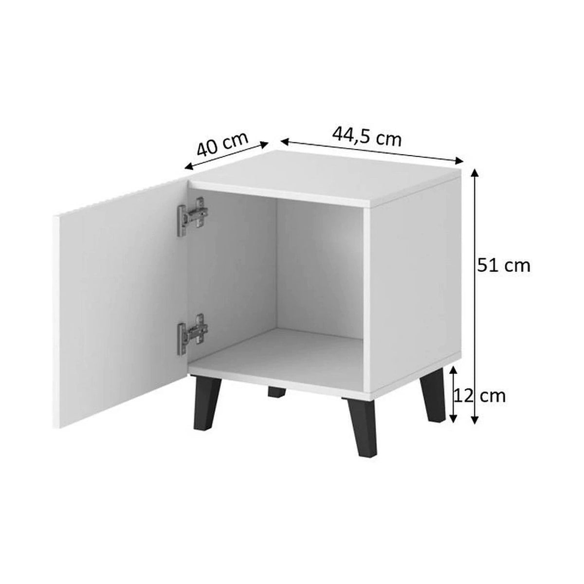 Noptiera PAFOS, alb/negru, PAL/plastic, 45x40x51 cm