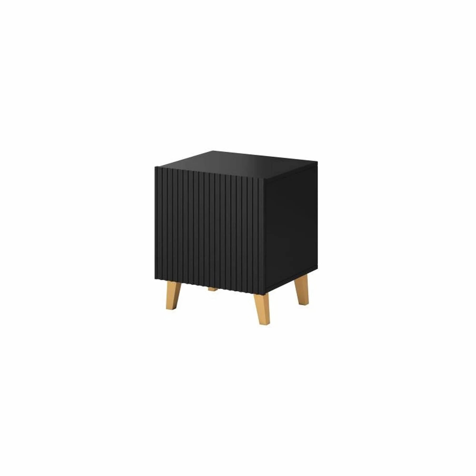 Noptiera PAFOS, negru/stejar, PAL/plastic, 45x40x51 cm