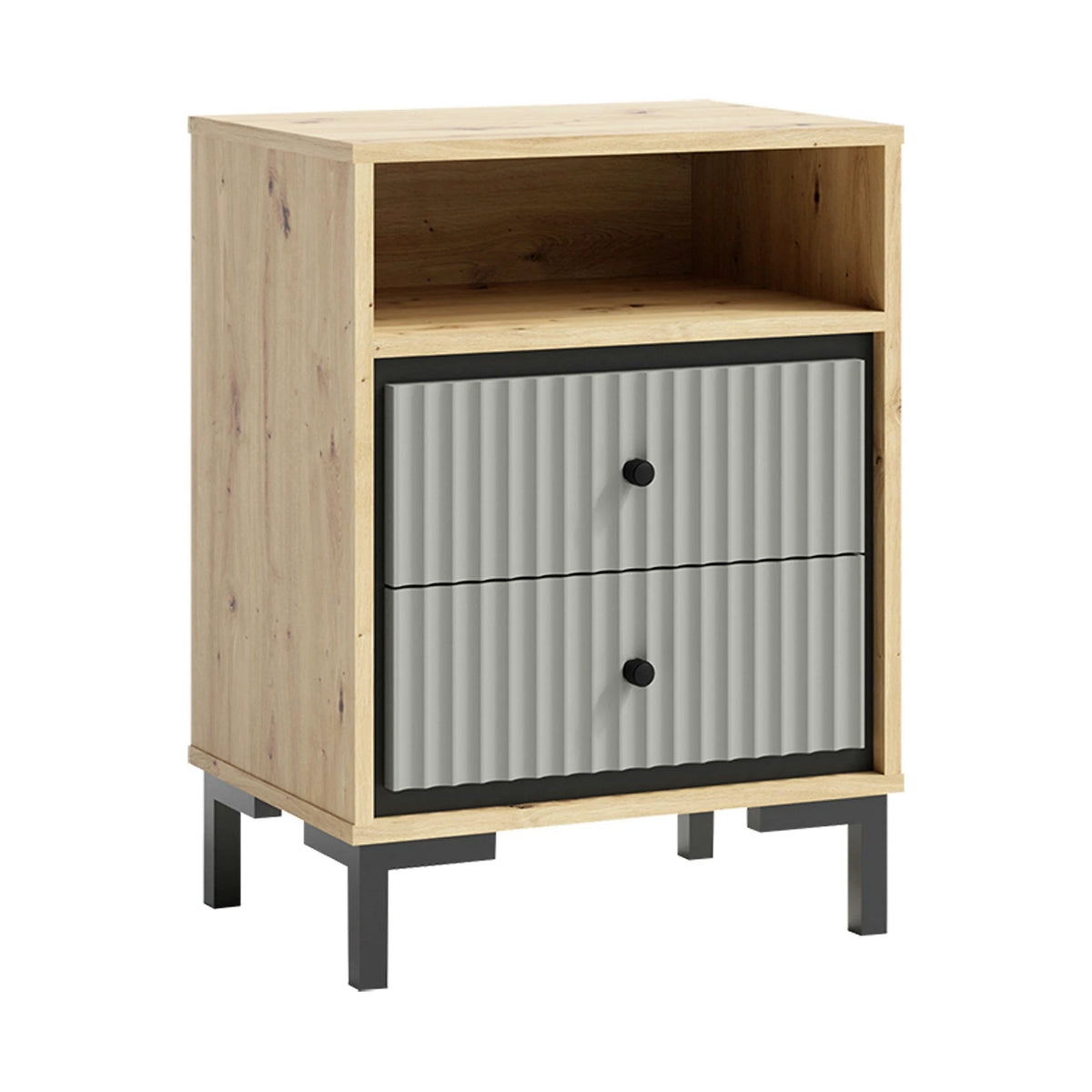 Noptiera PARII PA14, stejar artisan/gri, PAL laminat, 50x37x68 cm