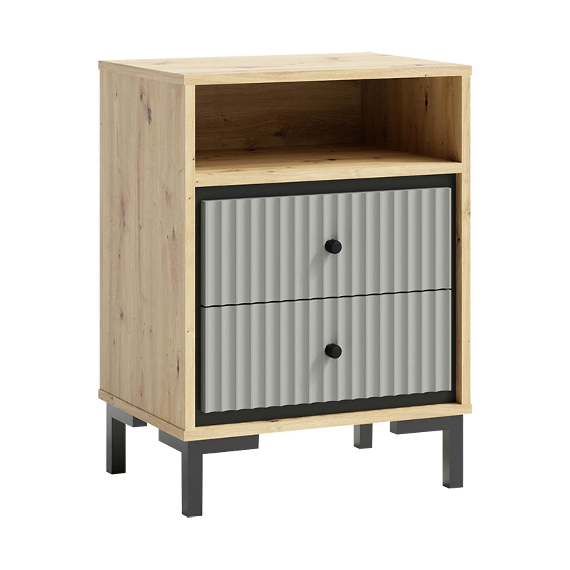 Noptiera PARII PA14, stejar artisan/gri, PAL laminat, 50x37x68 cm