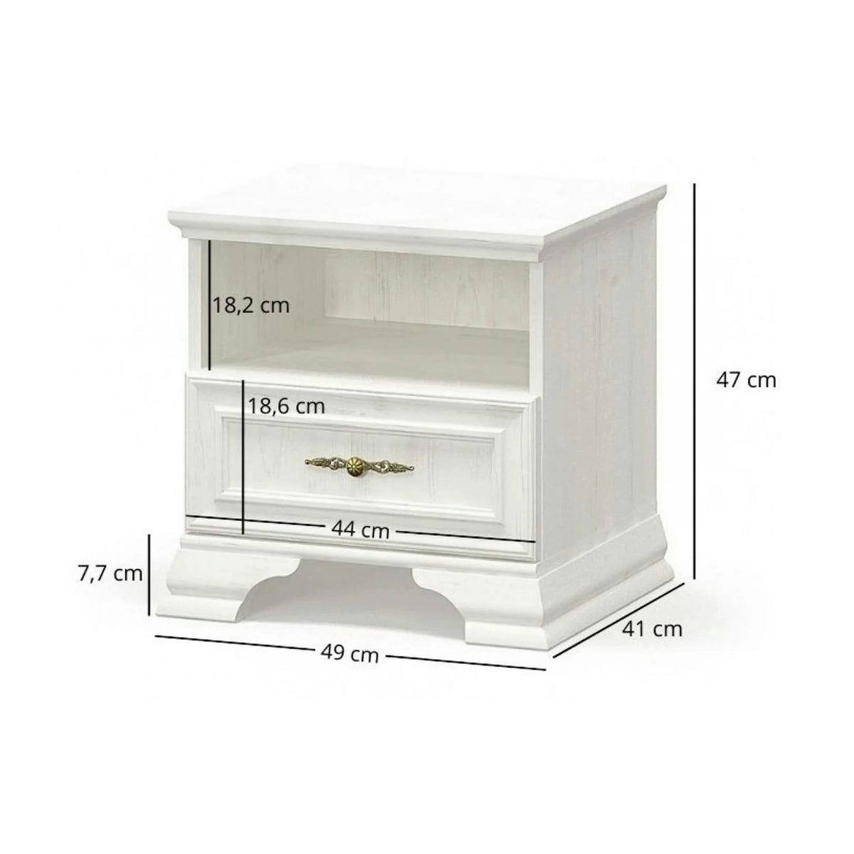 Noptiera pin alb anderson IRYS, PAL laminat, 49x41x47 cm