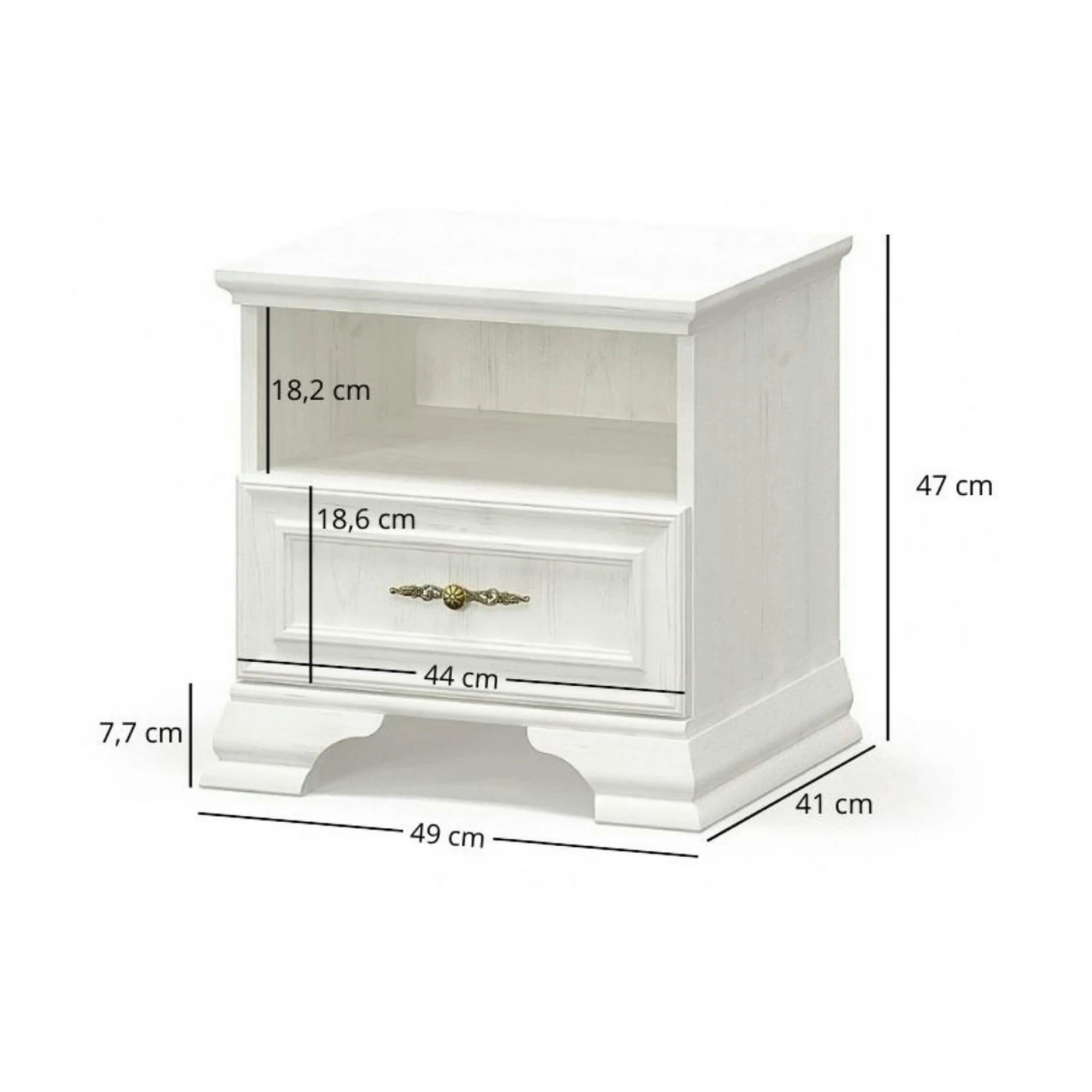 Noptiera pin alb anderson IRYS, PAL laminat, 49x41x47 cm