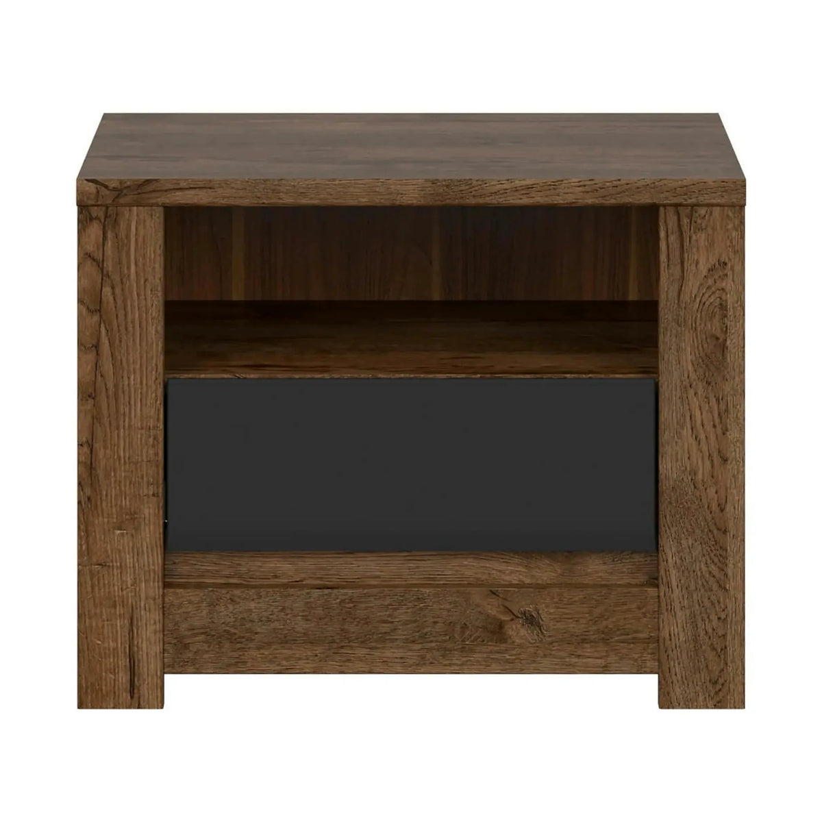 Noptiera RUSO, stejar/negru mat, PAL, 55x46x44 cm