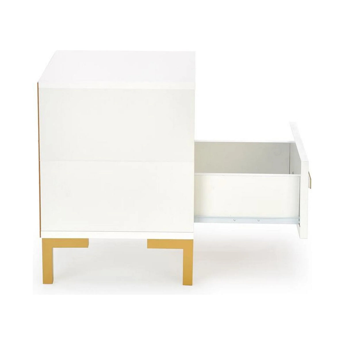 Noptiera SILVIA, alb/auriu, PAL laminat/polipropilena, 40x40x52 cm