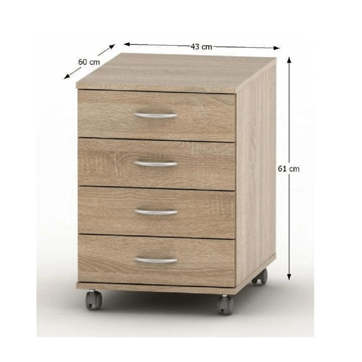 Noptiera TEMPO ASISTENT NEW 015, stejar sonoma, PAL melaminat, cu 4 sertare, 43x60x61 cm