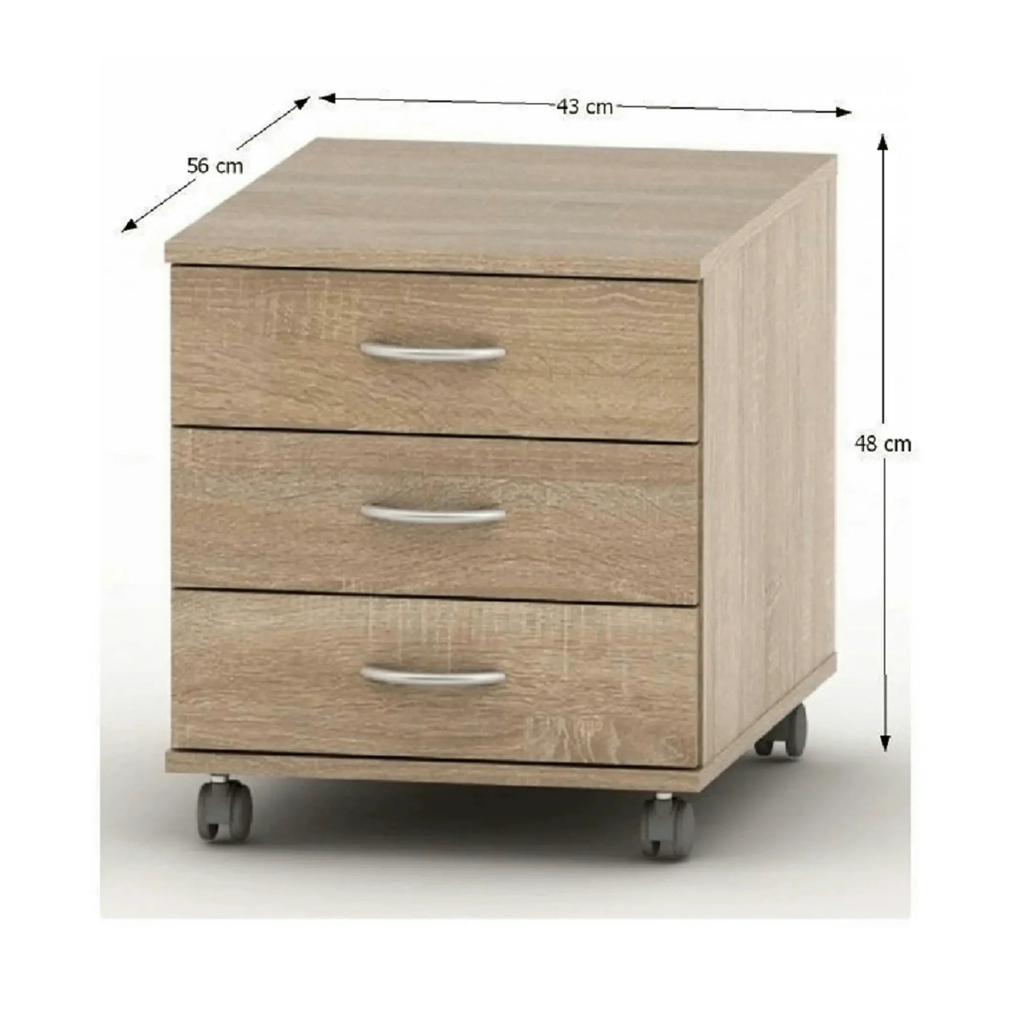 Noptiera TEMPO ASISTENT NEW 016, stejar sonoma, PAL melaminat, cu 3 sertare, 43x56x48 cm
