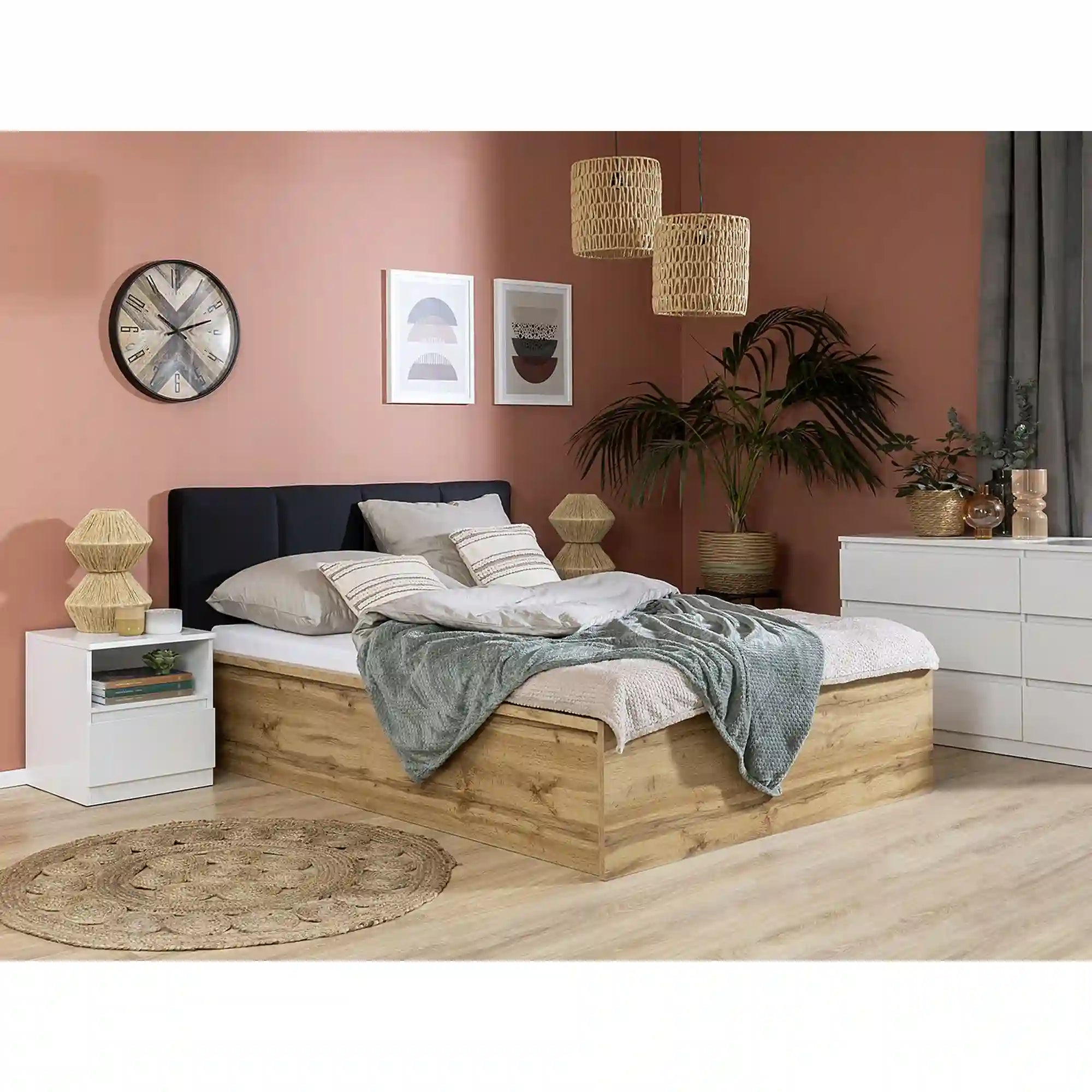 Noptiera TETRIX, alb lucios, PAL laminat, 45x45x51 cm