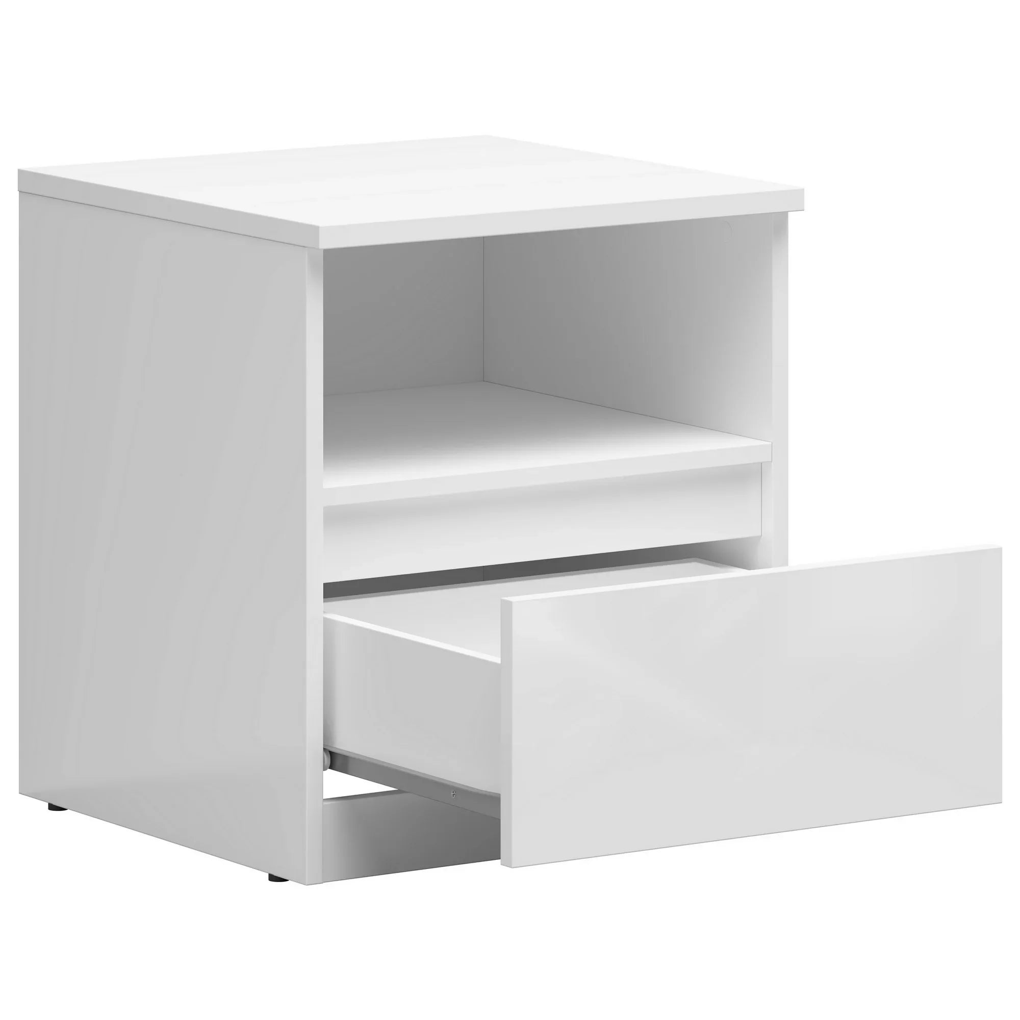 Noptiera TETRIX, alb lucios, PAL laminat, 45x45x51 cm