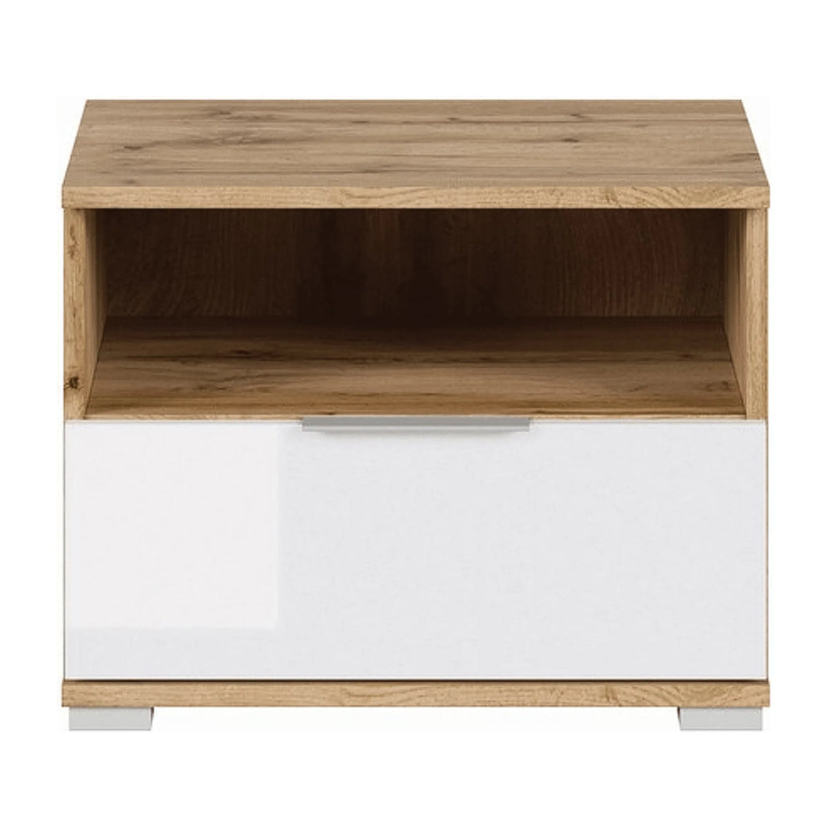 Noptiera ZELE, stejar wotan/alb, PAL, 50x41x39 cm