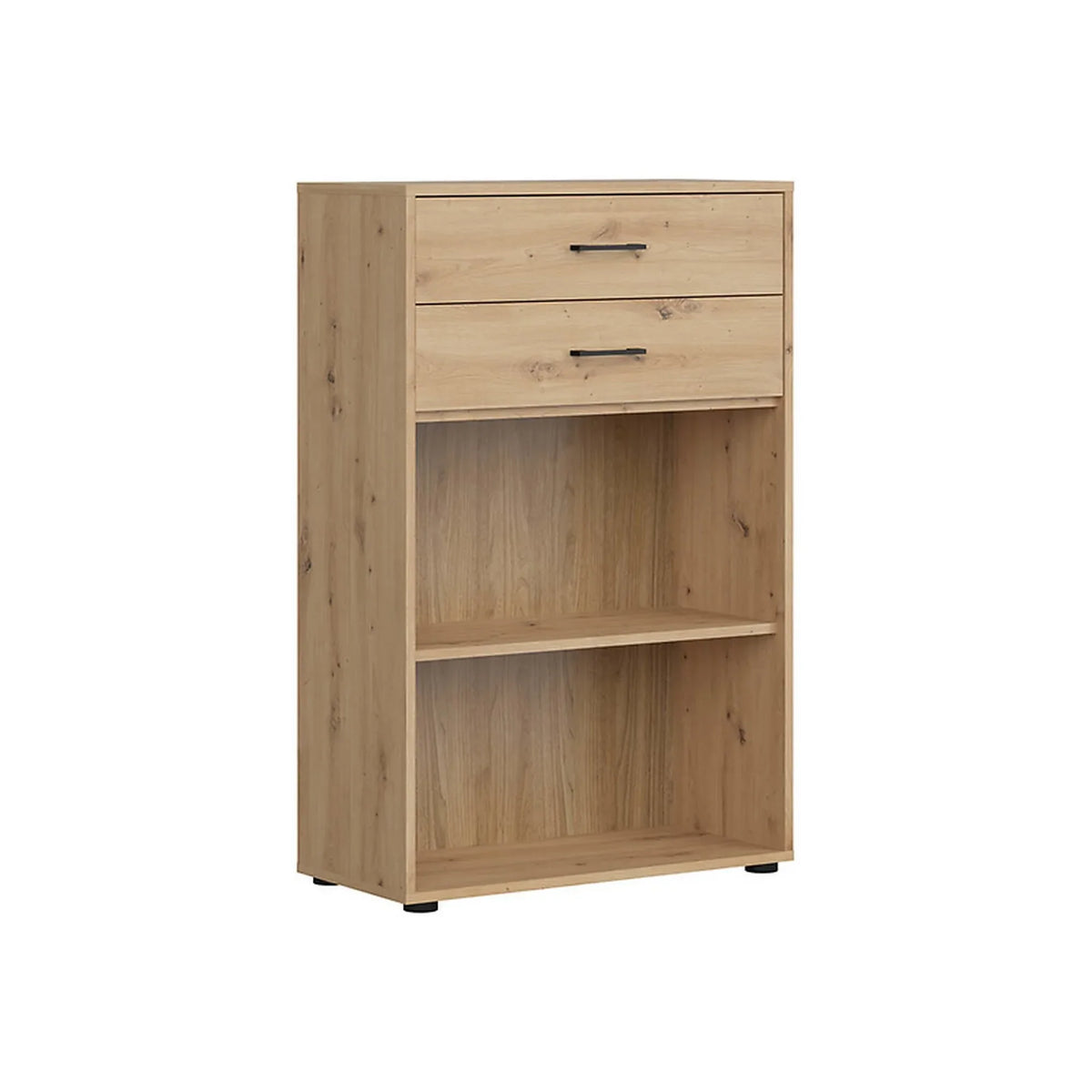 Comoda SPACE OFFICE, stejar artisan, PAL laminat, cu 2 sertare, 80x37x122 cm