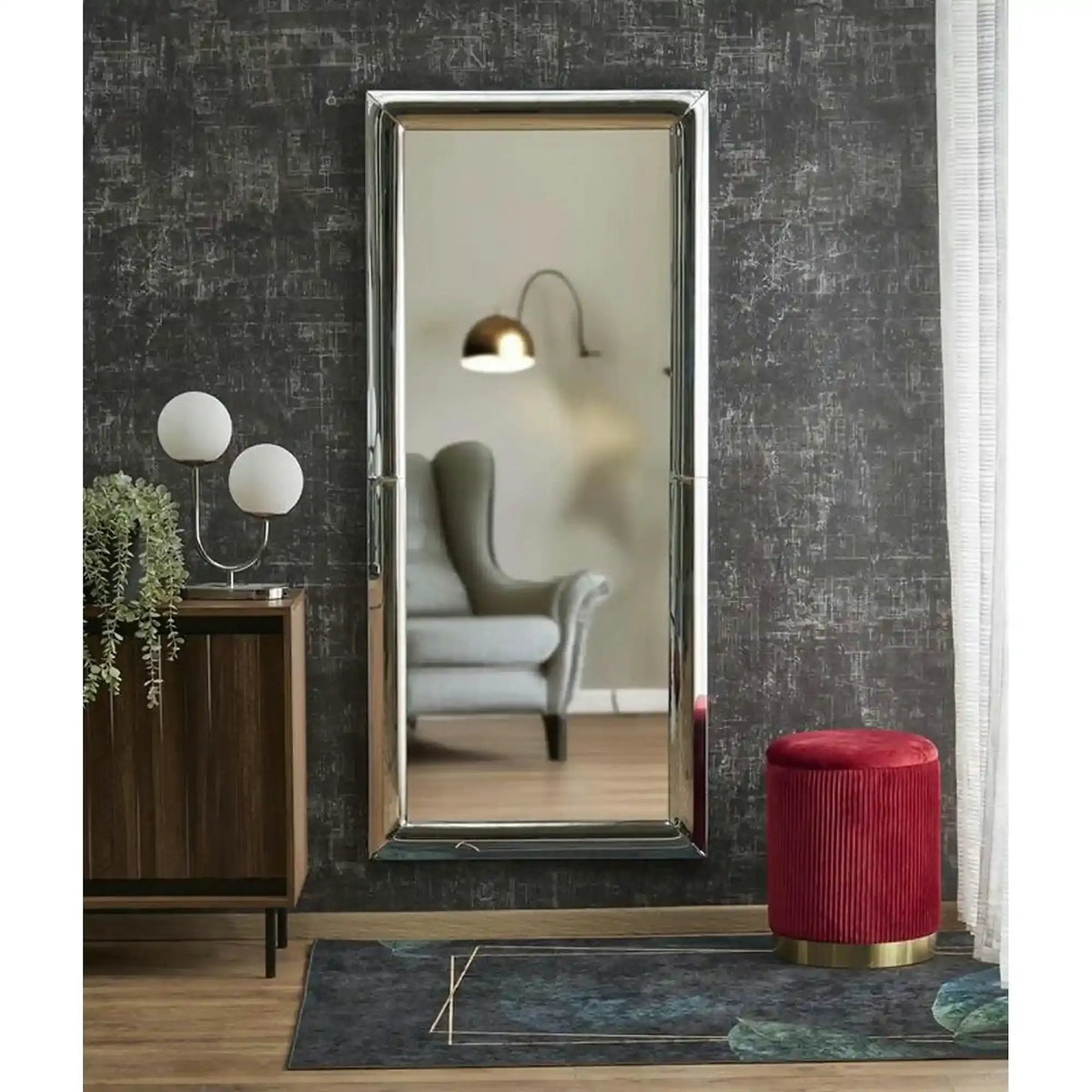 Oglinda ABISSO, argintiu, 72x162 cm