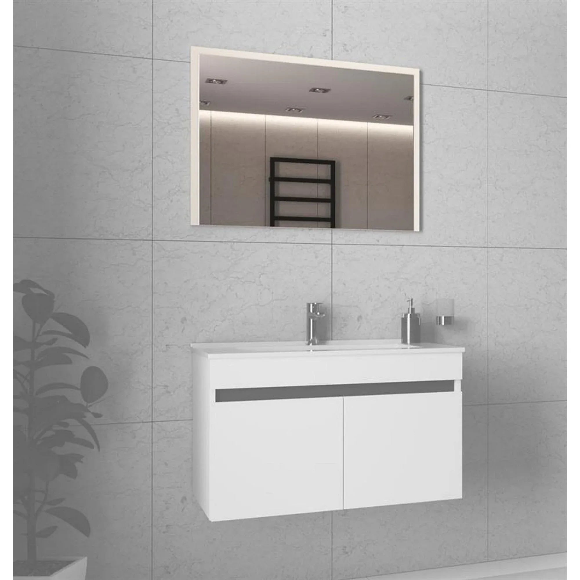 Oglinda de baie FIGARO, alb, PAL laminat, 80x60 cm