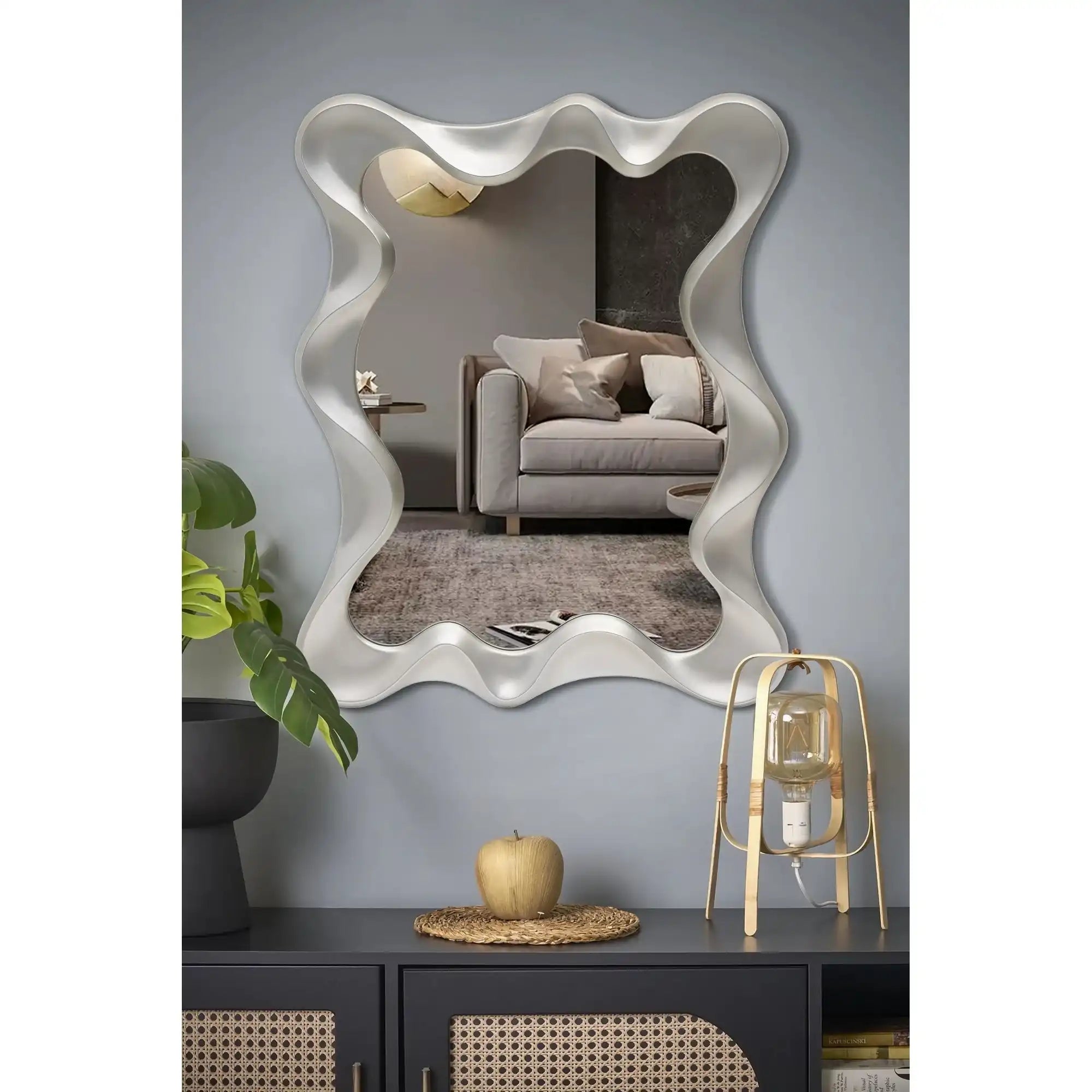 Oglinda DECO, argintiu antic, 90x70 cm