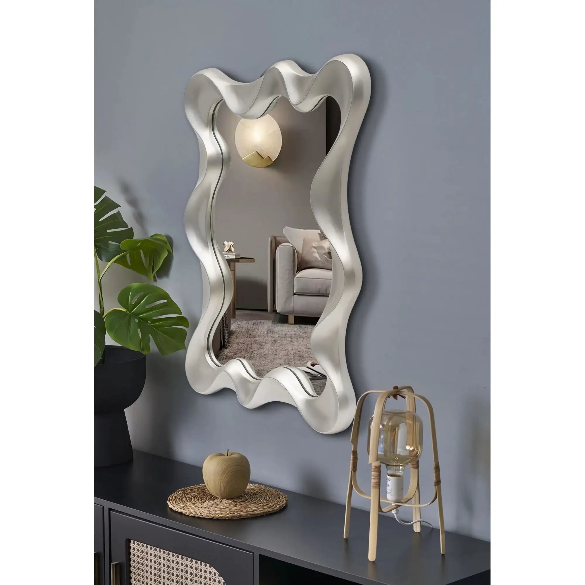 Oglinda DECO, argintiu antic, 90x70 cm