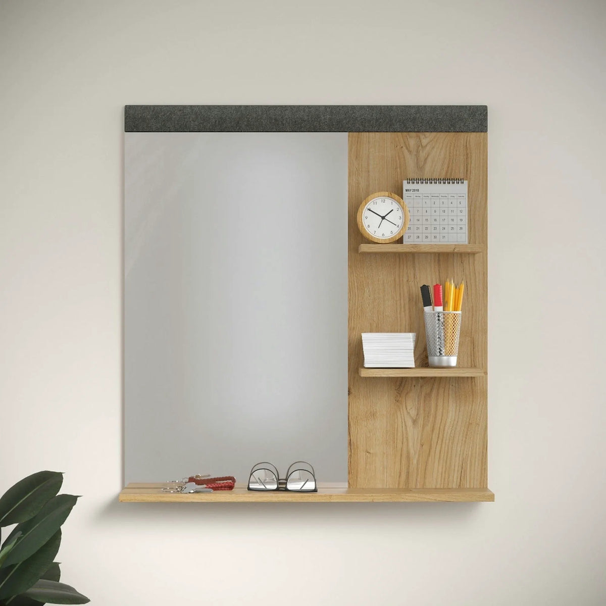 Oglinda GRACE, stejar, PAL laminat, 79x16x85 cm