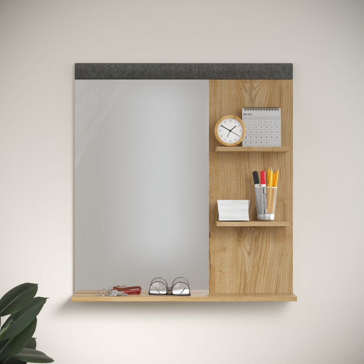 Oglinda GRACE, stejar, PAL laminat, 79x16x85 cm