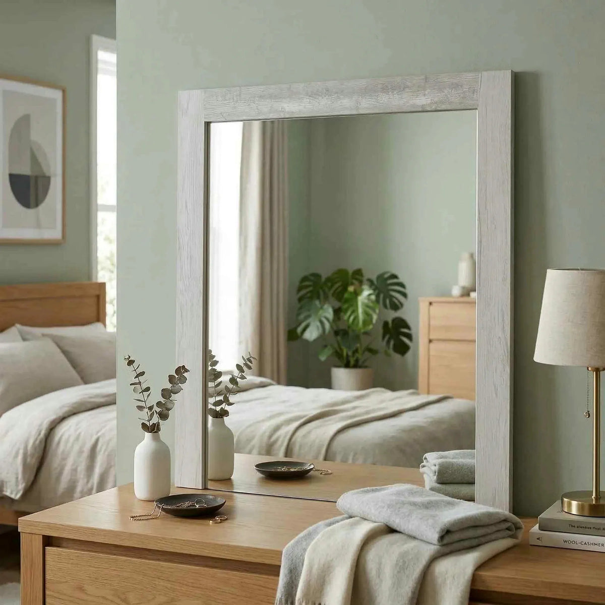 Oglinda INFINITY I-12, frasin alb, PAL melaminat, 120x2x80 cm