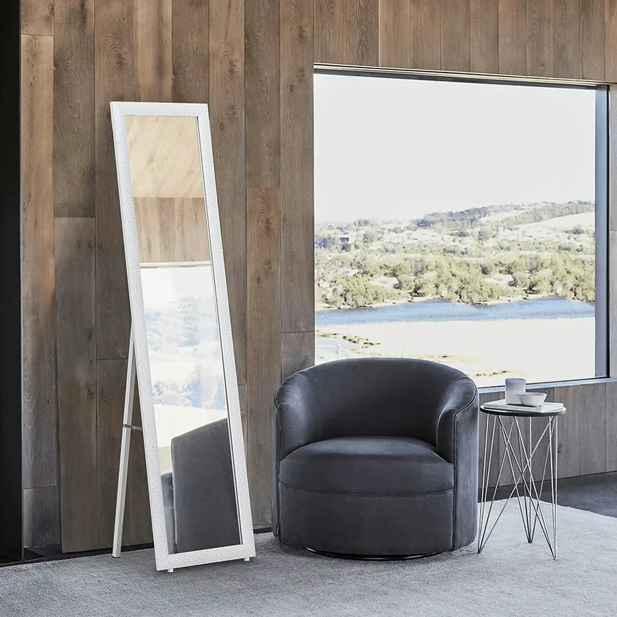 Oglinda LAVAL, alb, metal/lemn, 40x150 cm