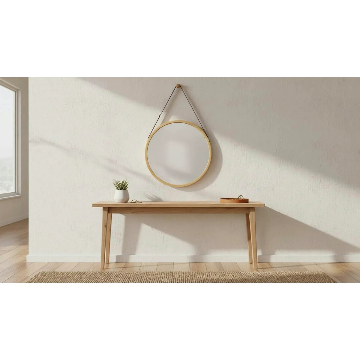 Oglinda LEMI 1, bambus natural, lemn de bambus, 45x2x45 cm