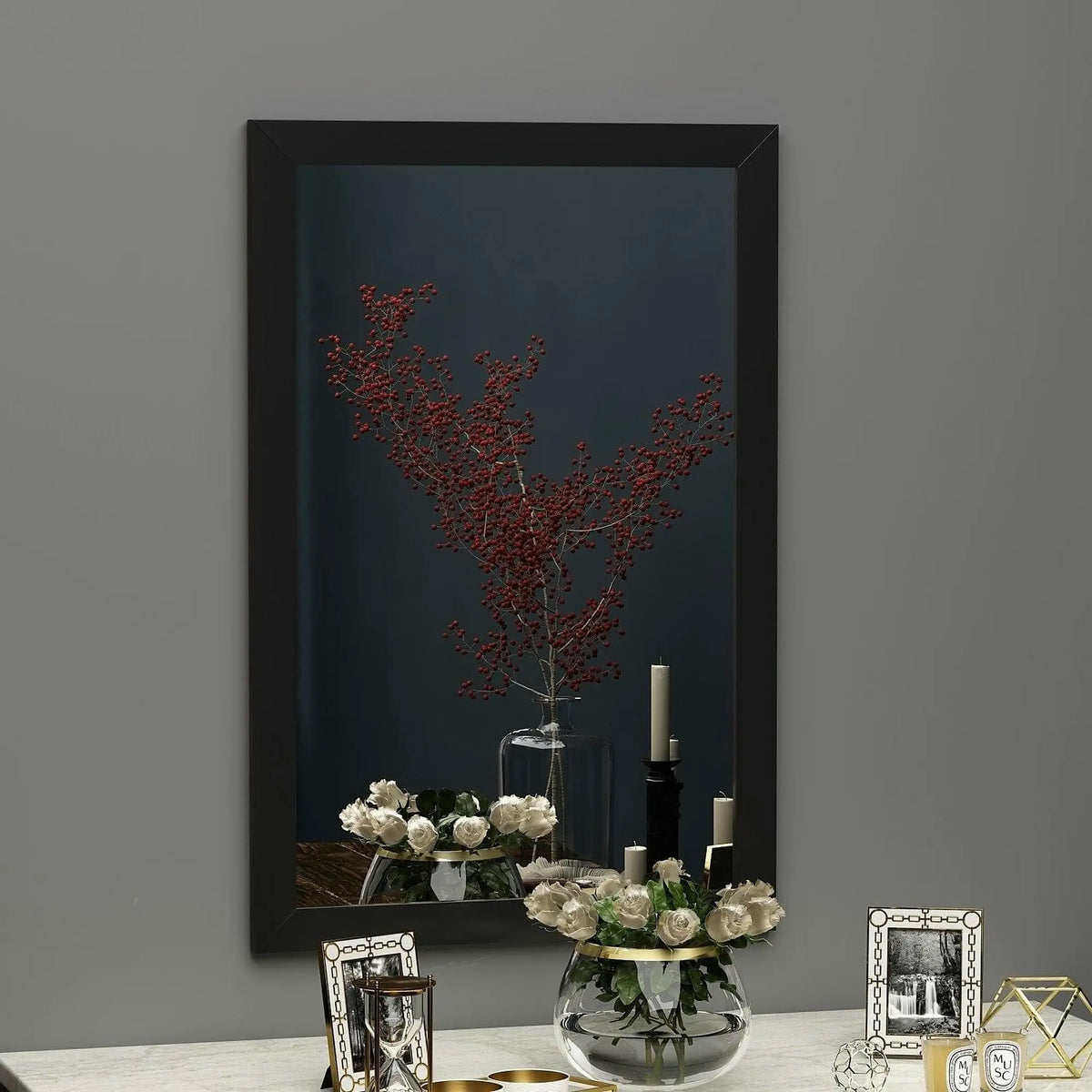 Oglinda LIPA, negru, 50x2x75 cm