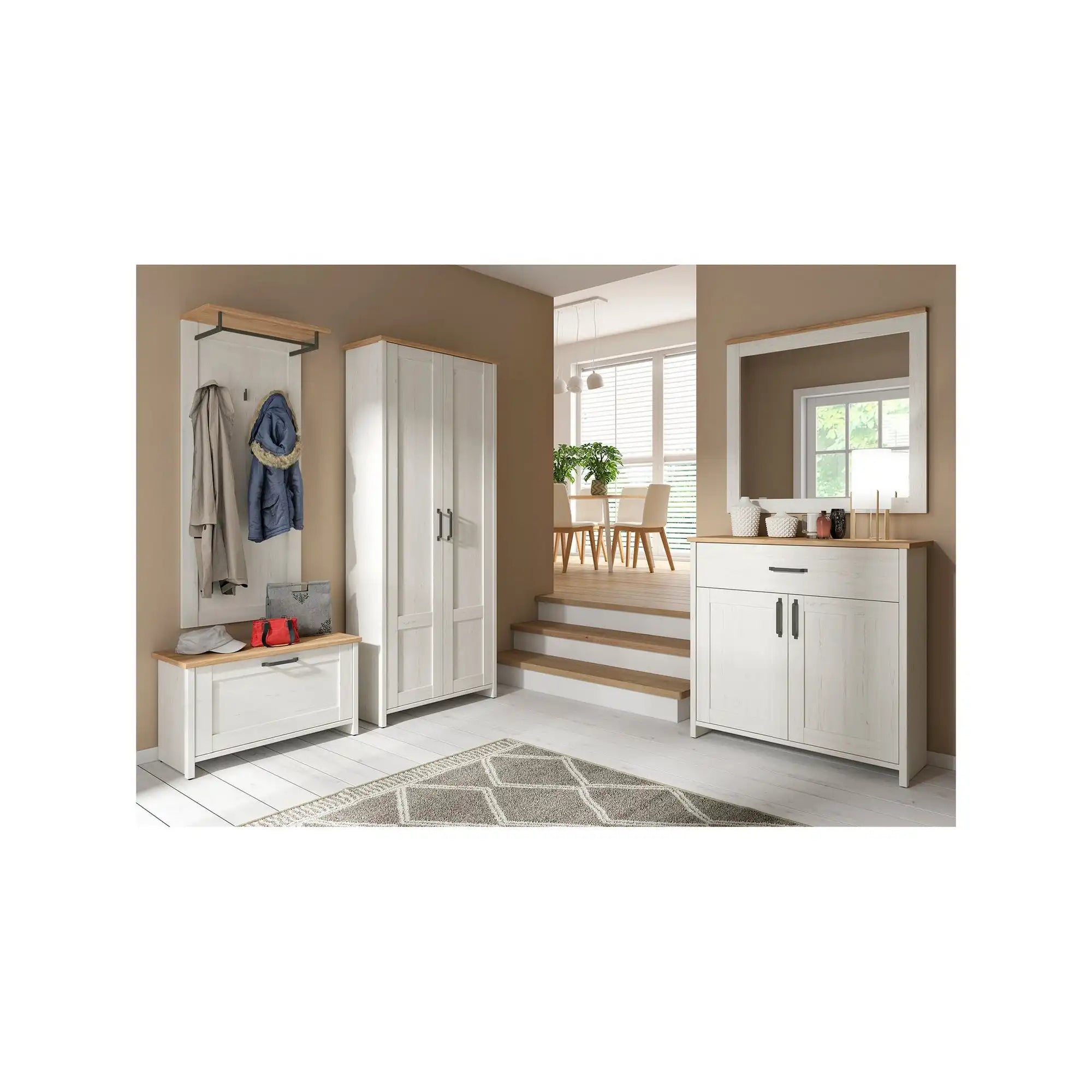 Oglinda LOKSA, alb/stejar, PAL laminat, 96x4x91 cm