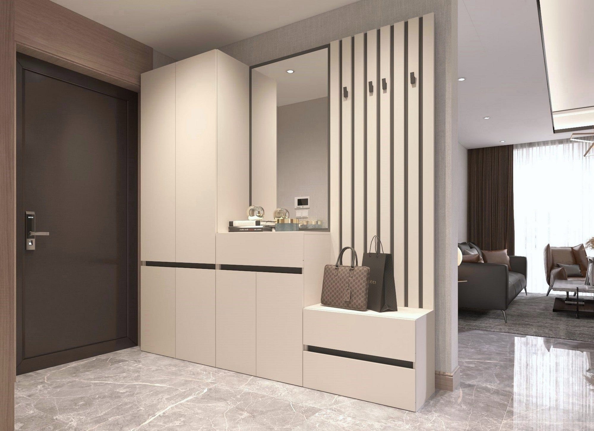 Oglinda LONDON, gri antracit, PAL, 70x2x125 cm