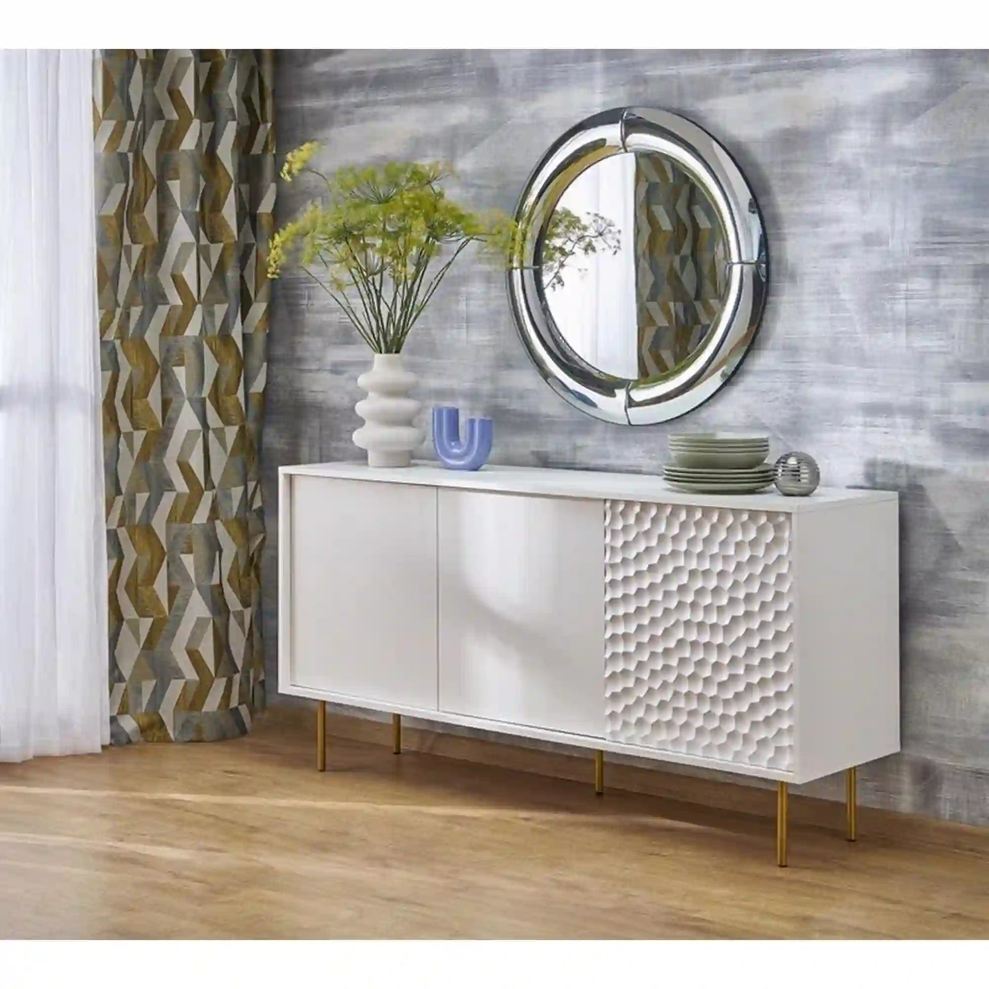 Oglinda MOON, argintiu, 80x80 cm