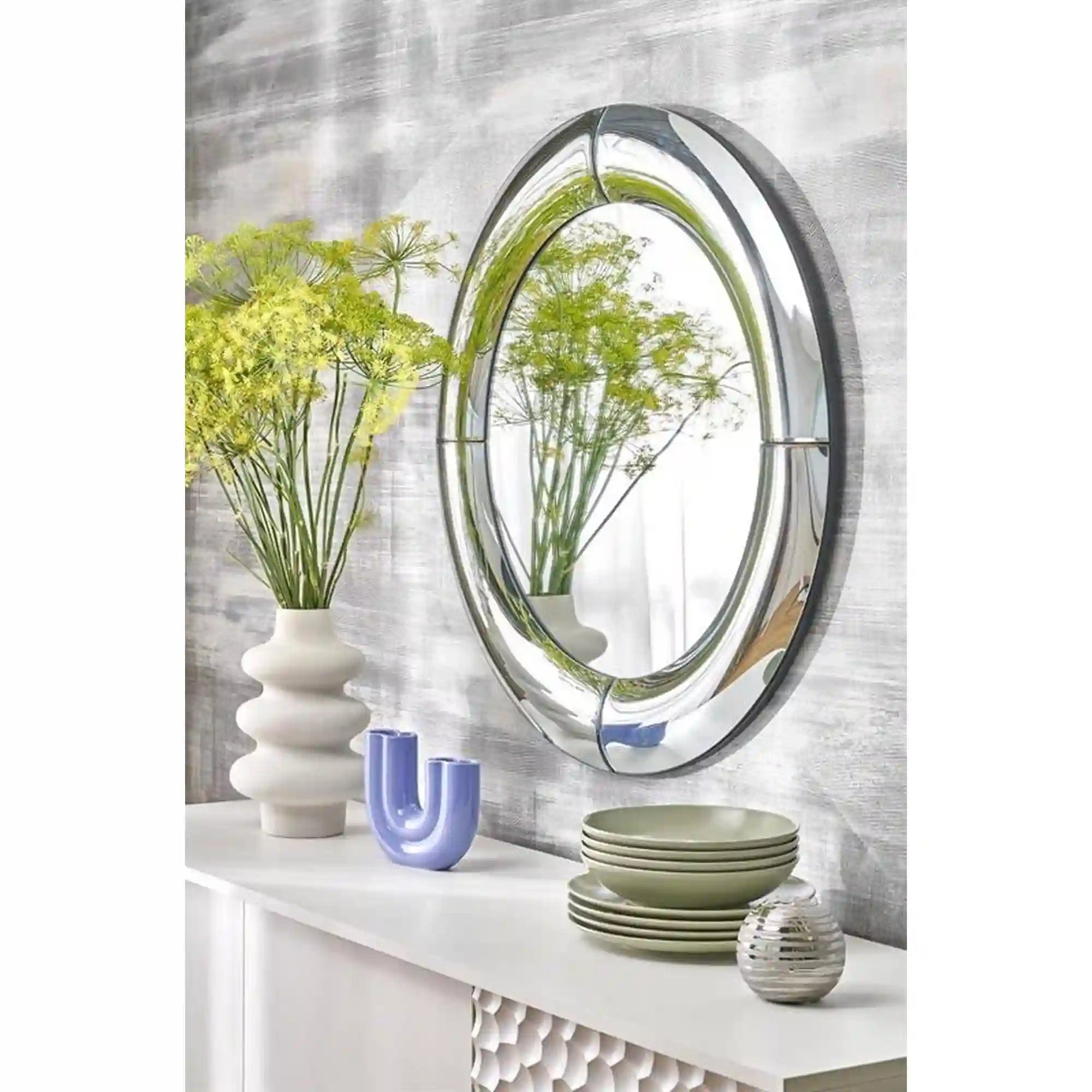 Oglinda MOON, argintiu, 80x80 cm