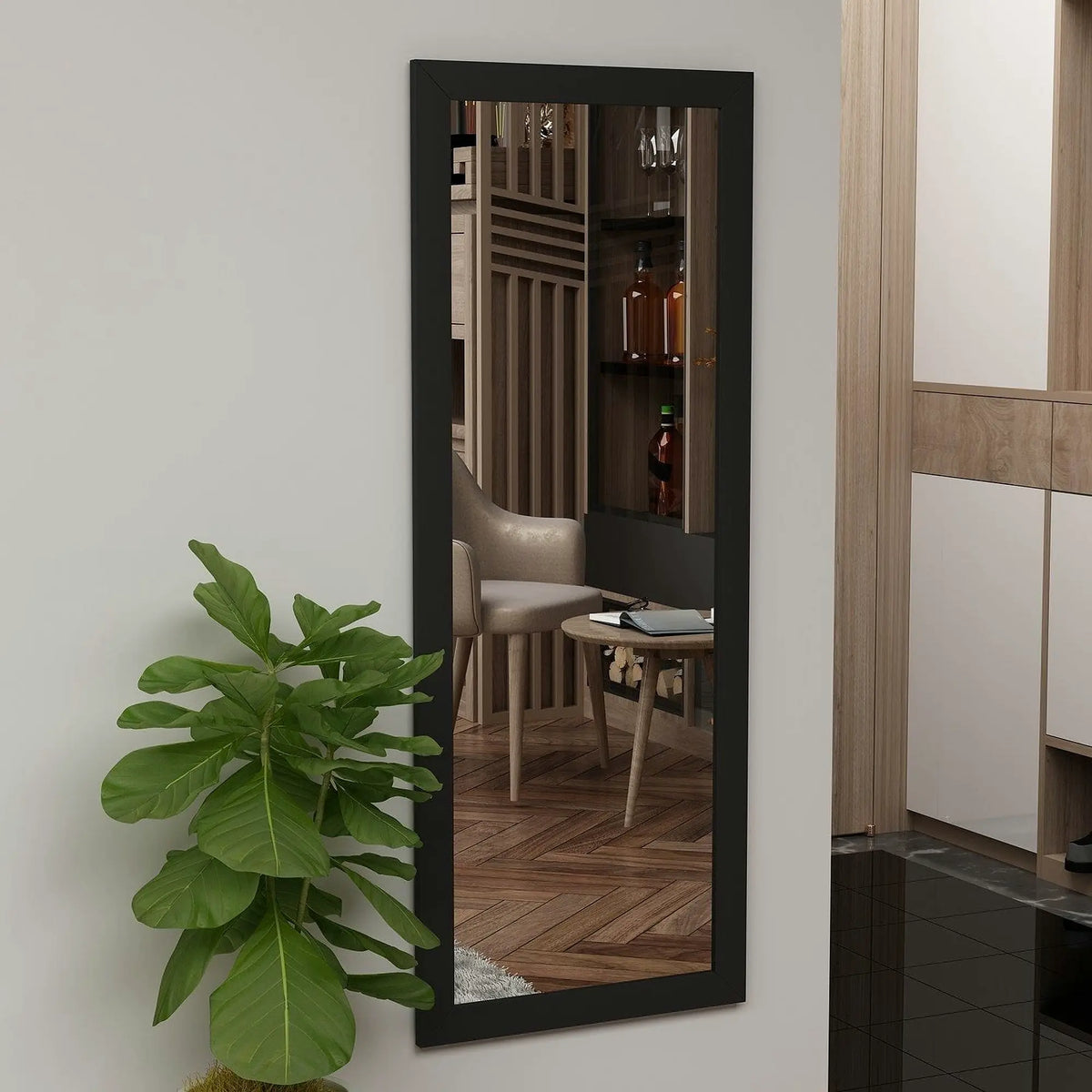 Oglinda OMILO, negru, 40x2x105 cm