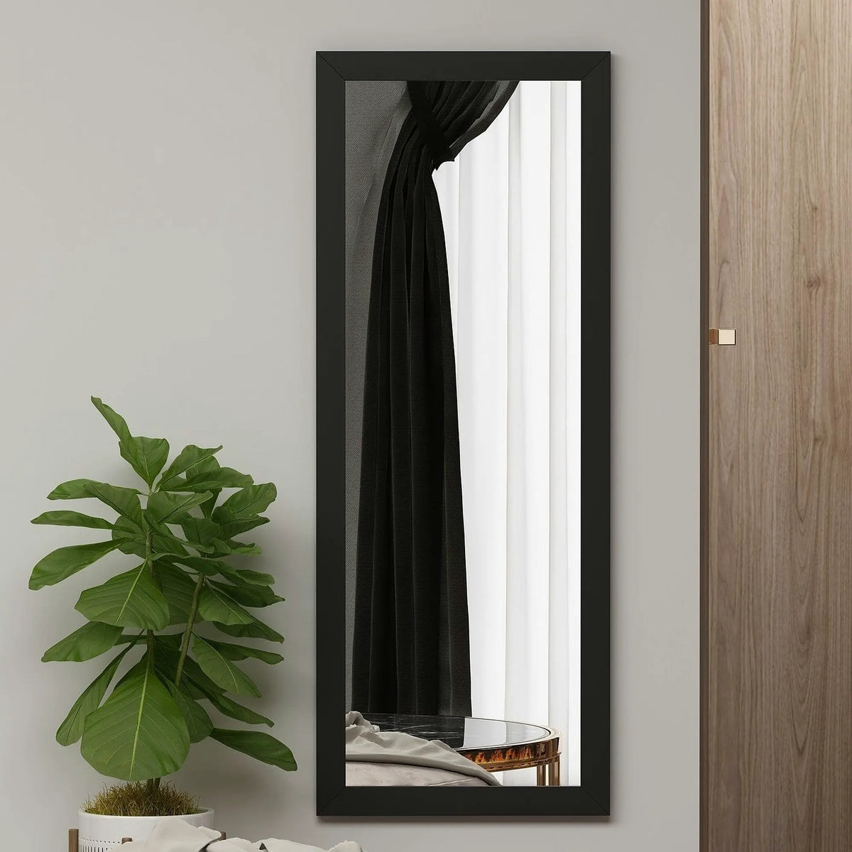 Oglinda OMILO, negru, 40x2x105 cm