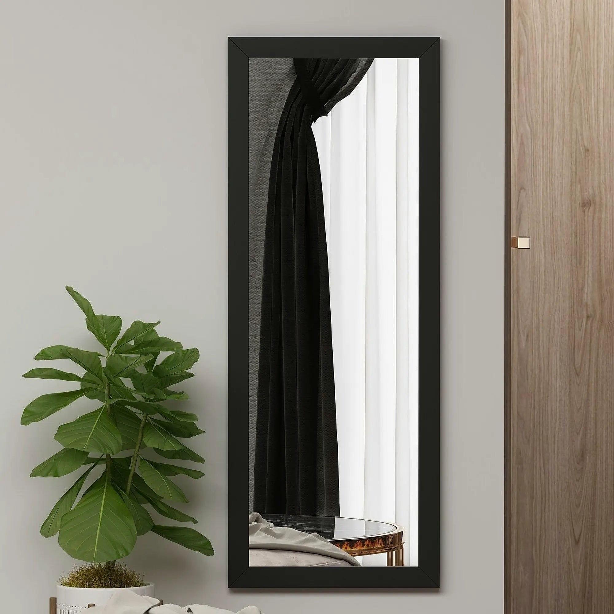 Oglinda OMILO, negru, 40x2x105 cm